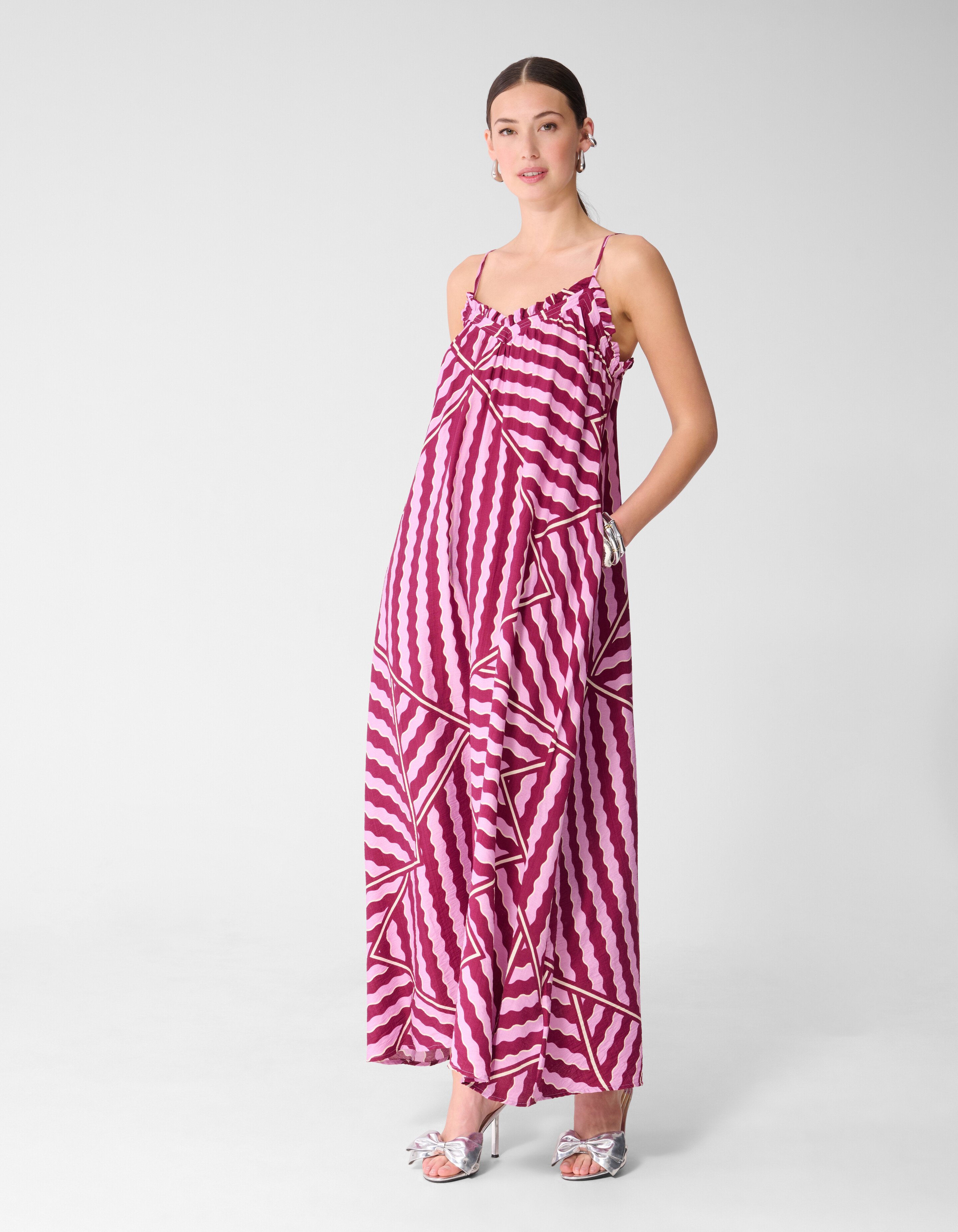 Wavy Printed Maxi Jurk Roze/Paars SHOEBY WOMEN