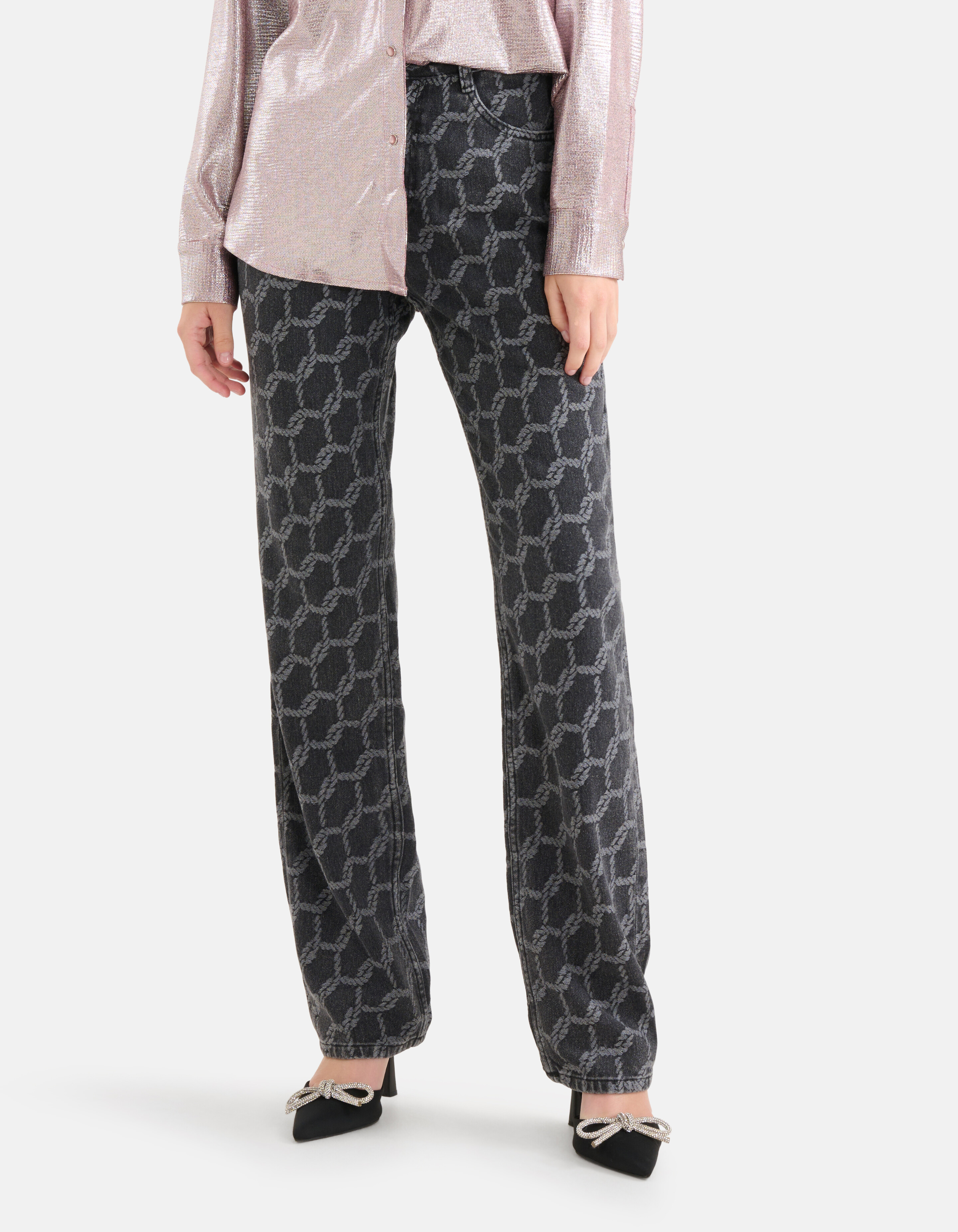Printed Straight Jeans Zwart L33 SHOEBY WOMEN
