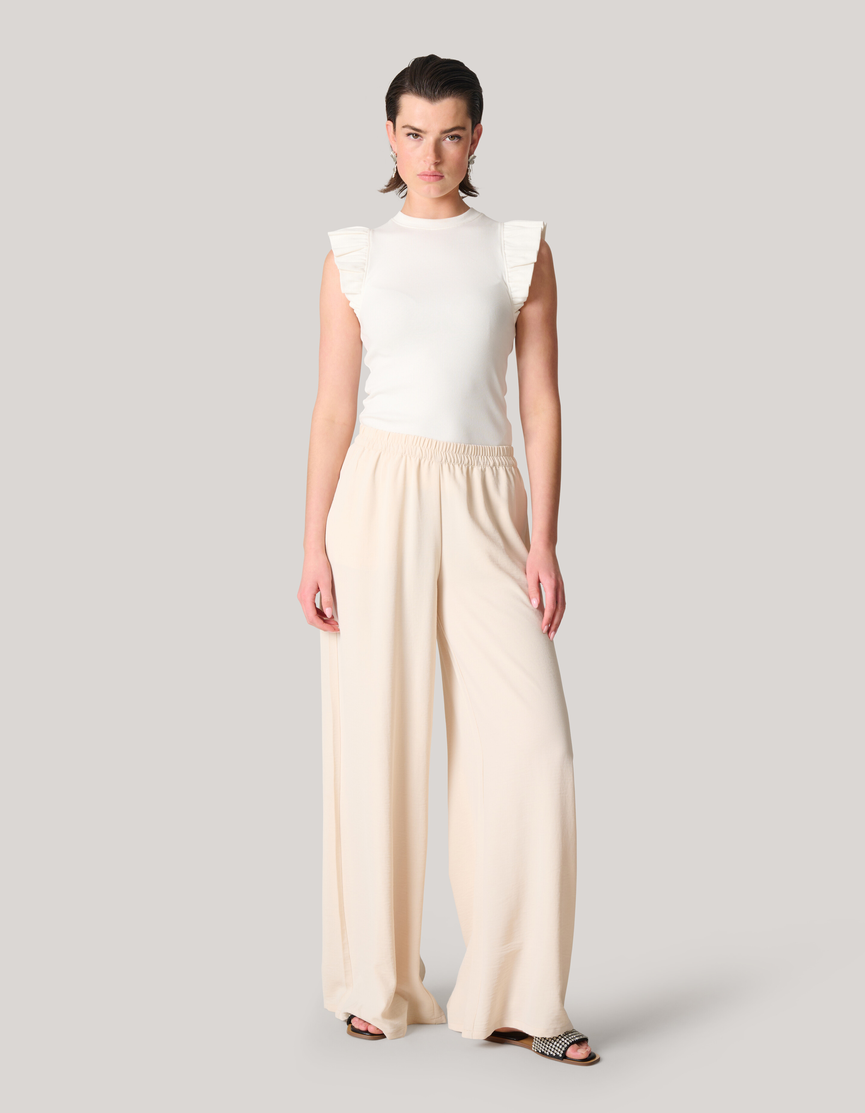 Jersey Ruffle Top Wit SHOEBY WOMEN
