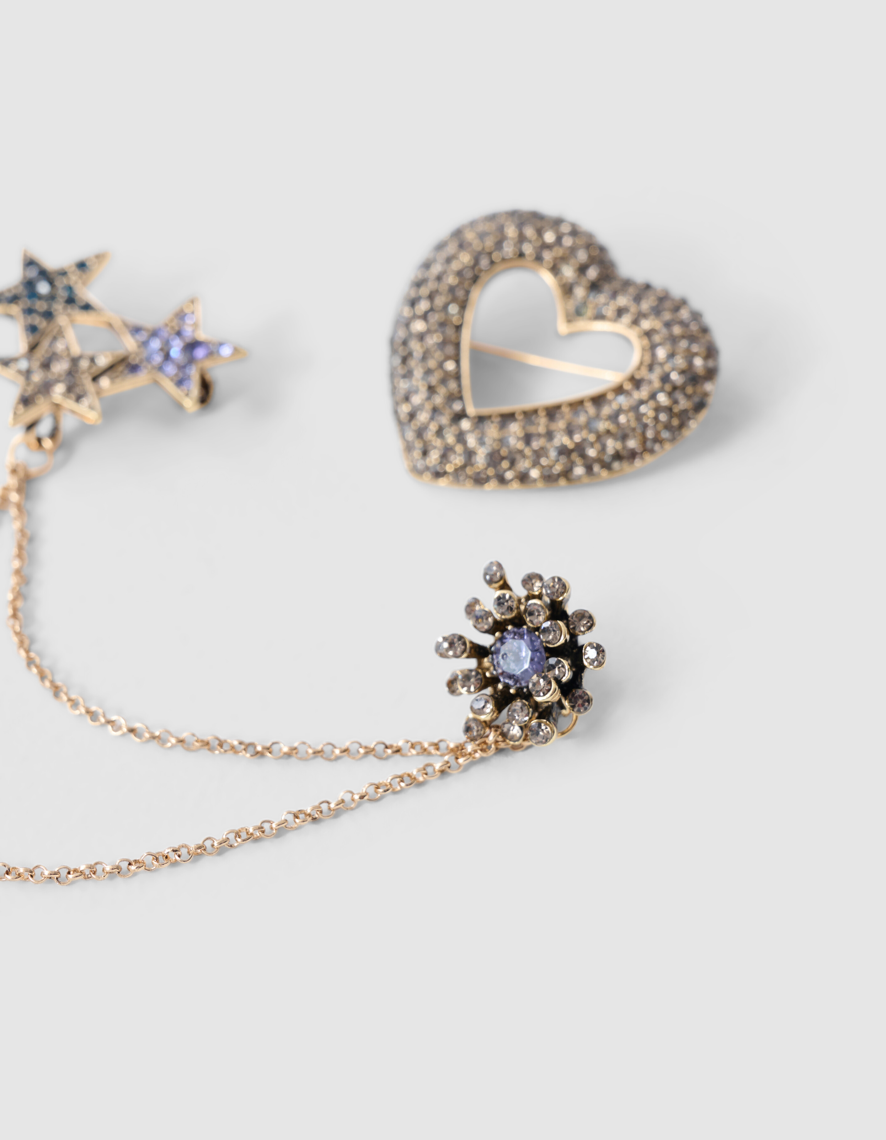 Heart Strass Broche Set Goud SHOEBY ACCESSOIRES