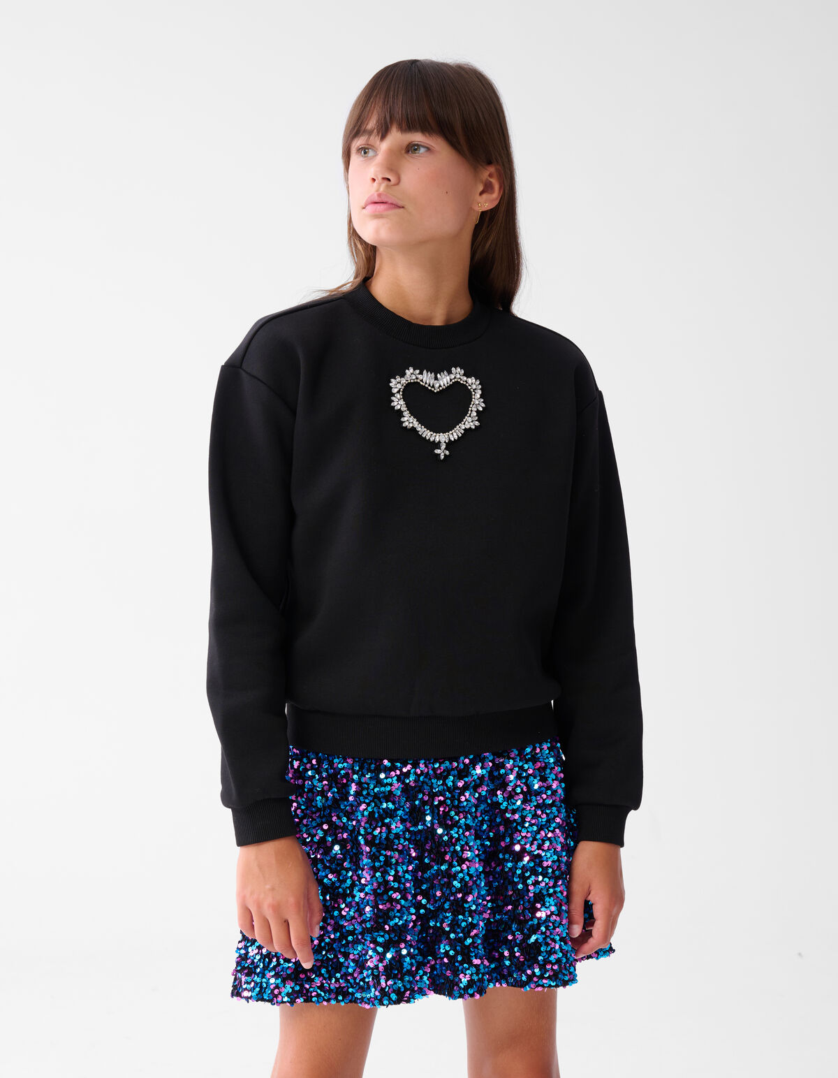 Strass Heart Sweater Zwart SHOEBY GIRLS