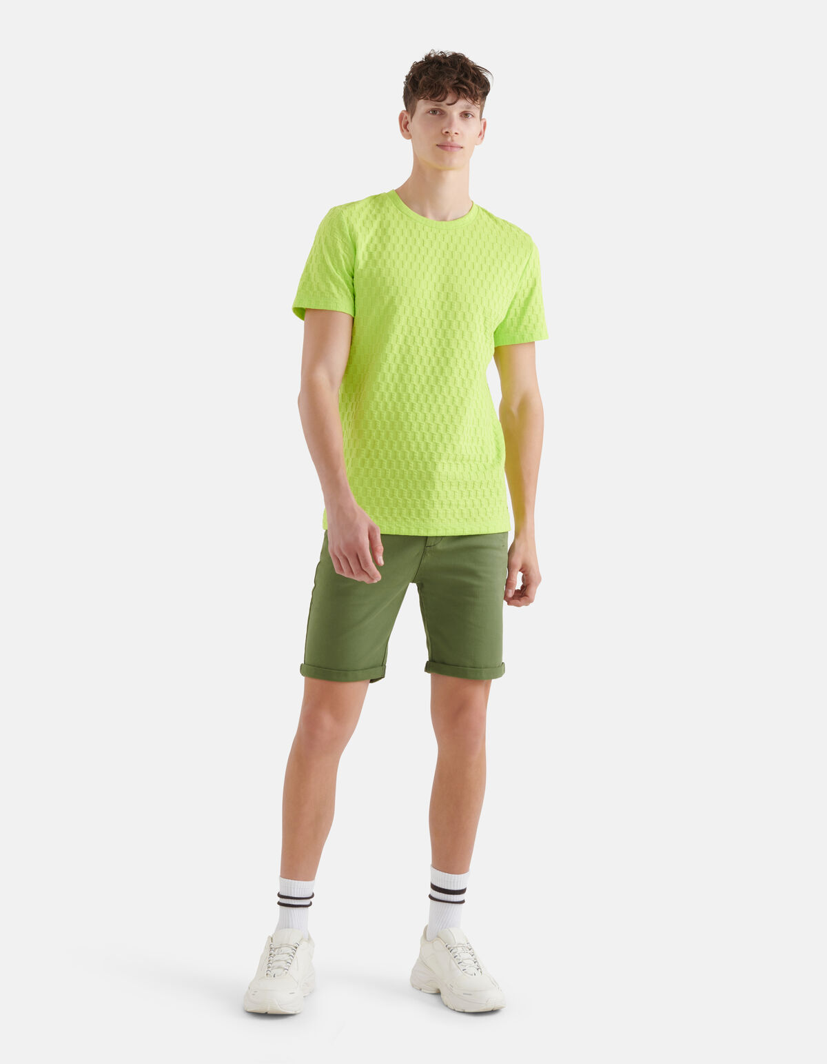 Jacquard Stripe T-shirt Groen SHOEBY MEN