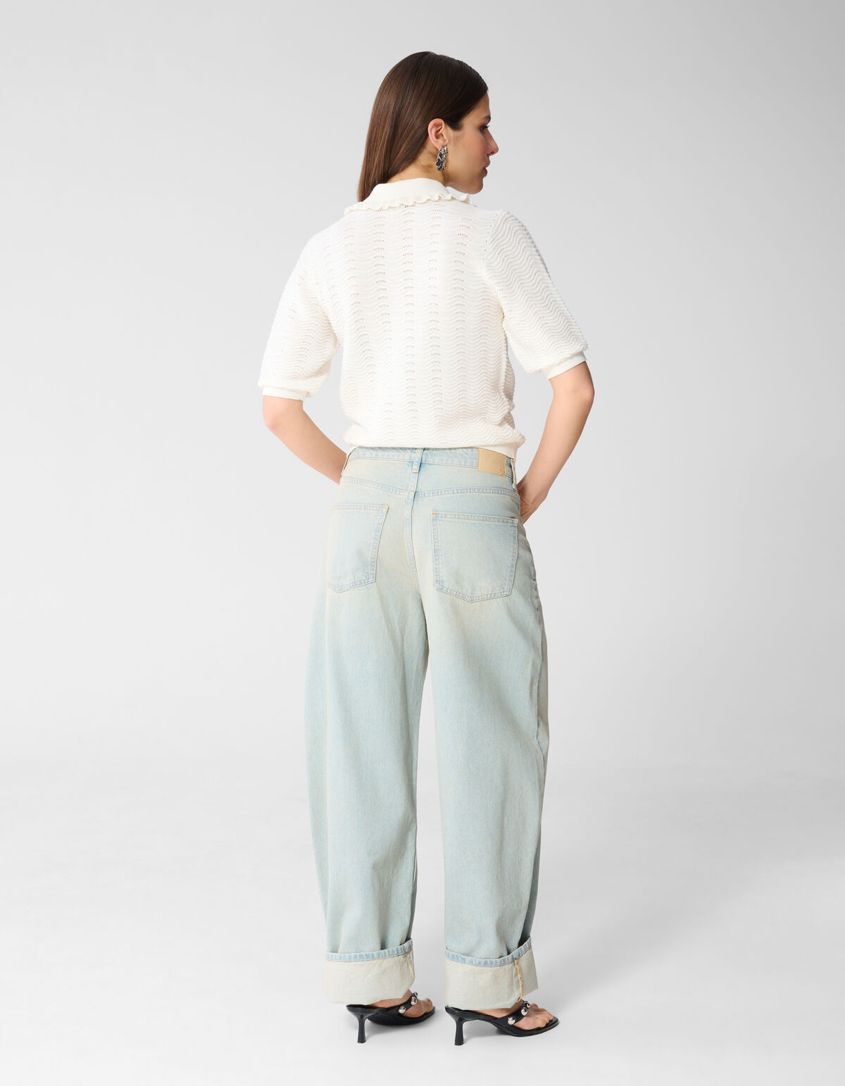 Gebreid Ruffle Polo Gebroken Wit SHOEBY WOMEN