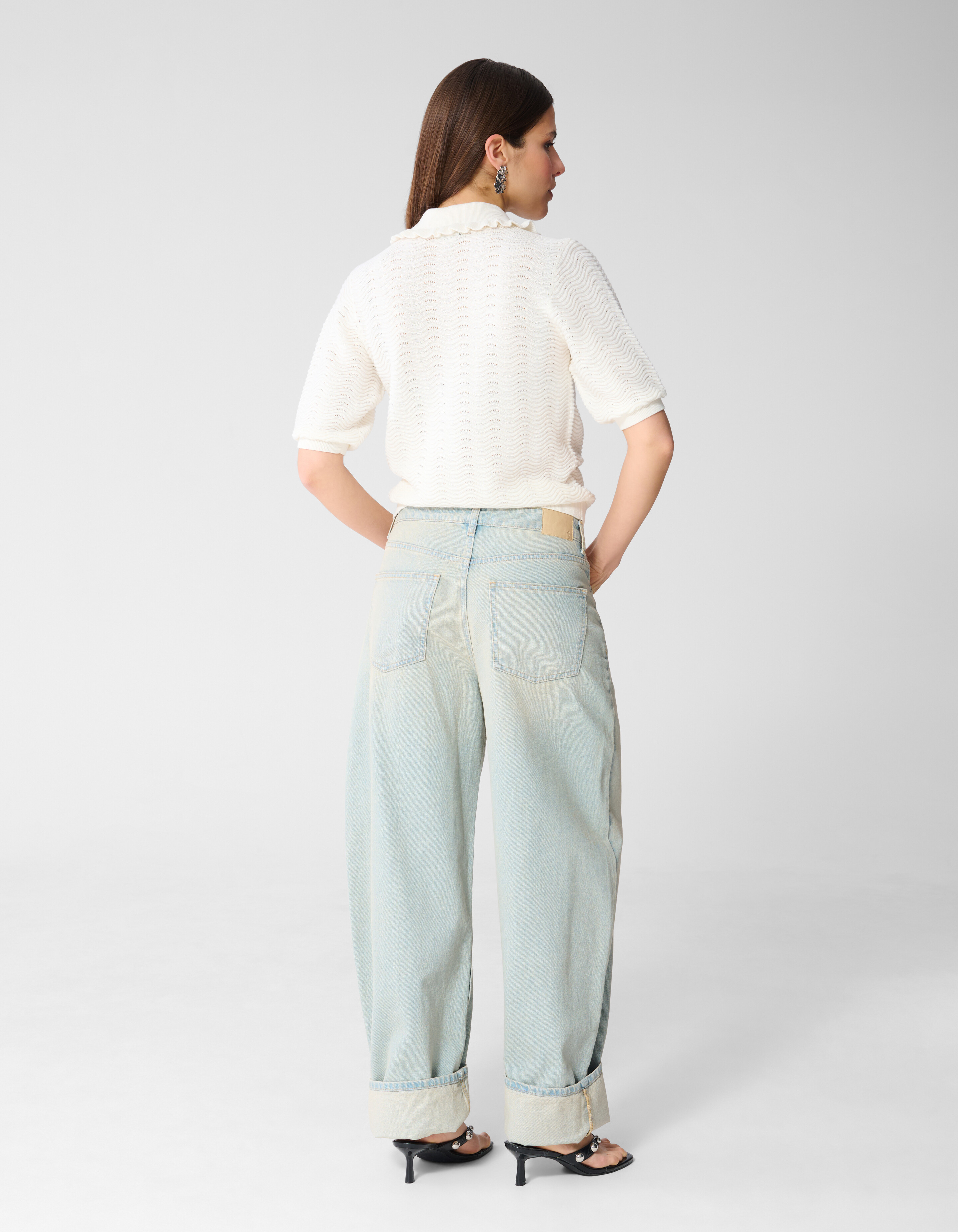 Gebreid Ruffle Polo Gebroken Wit SHOEBY WOMEN