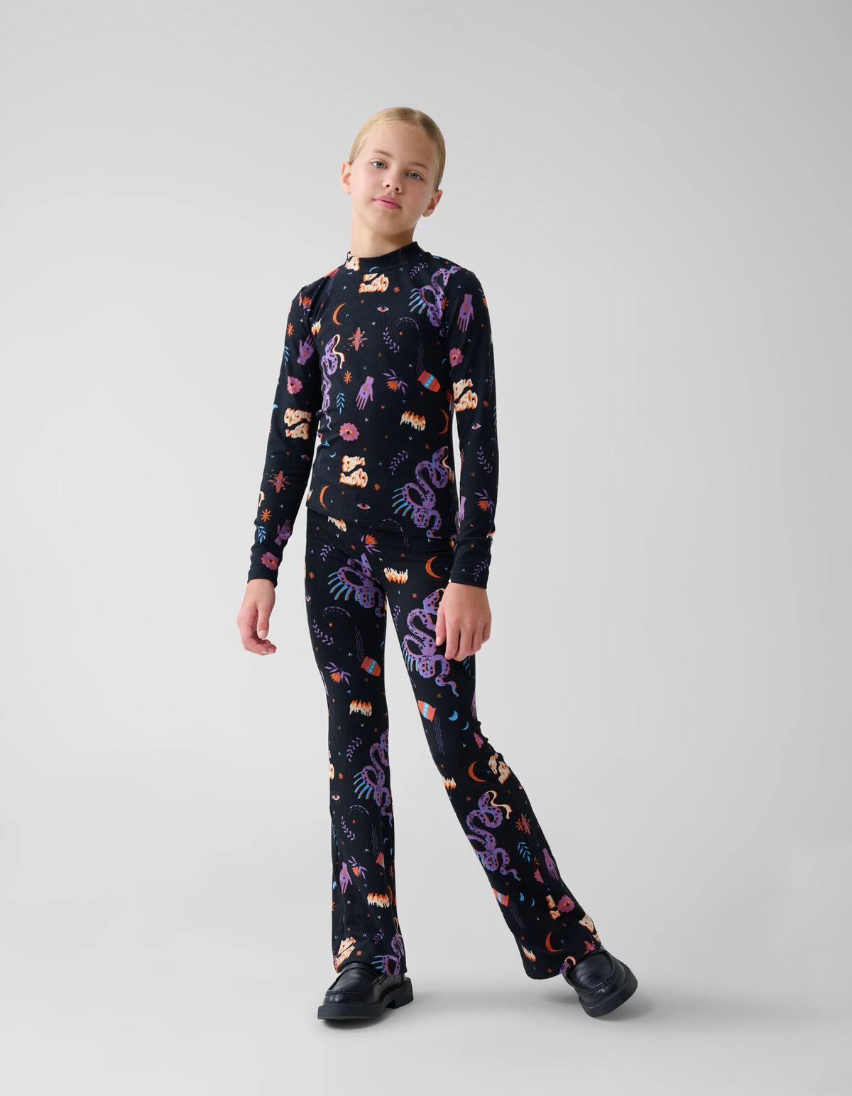 Printed Flared Legging Zwart SHOEBY GIRLS