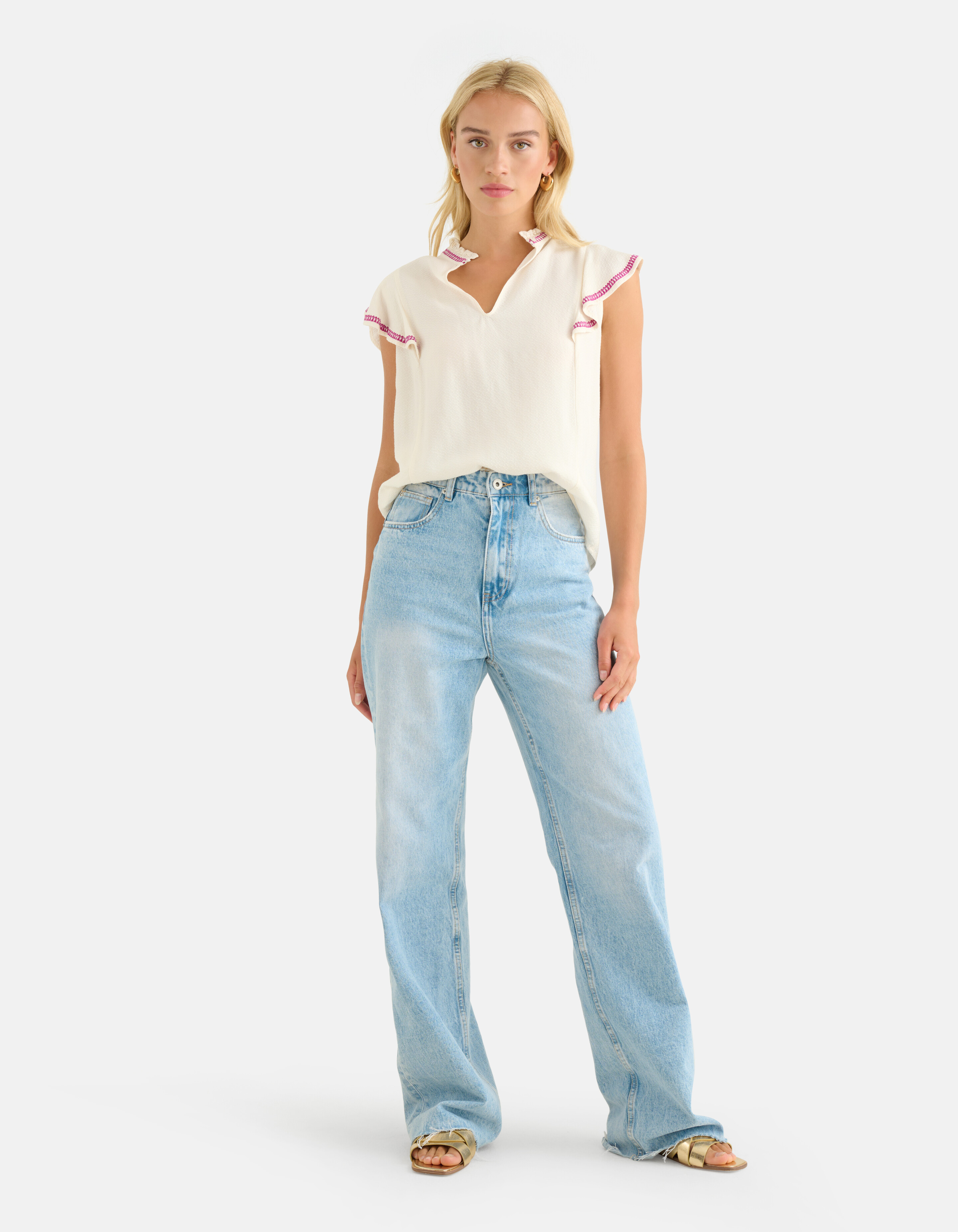 Embroidery Top Gebroken Wit SHOEBY WOMEN