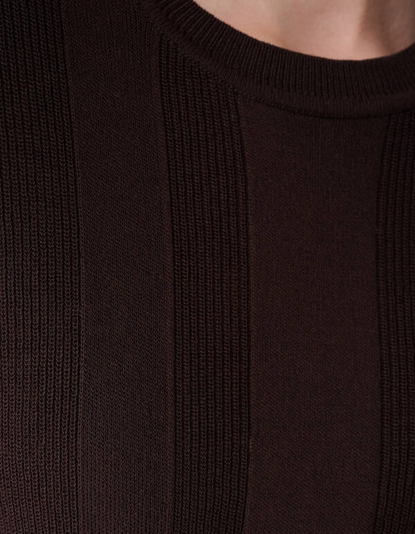 Gebreide Rib Top Donkerbruin By Mieke SHOEBY WOMEN