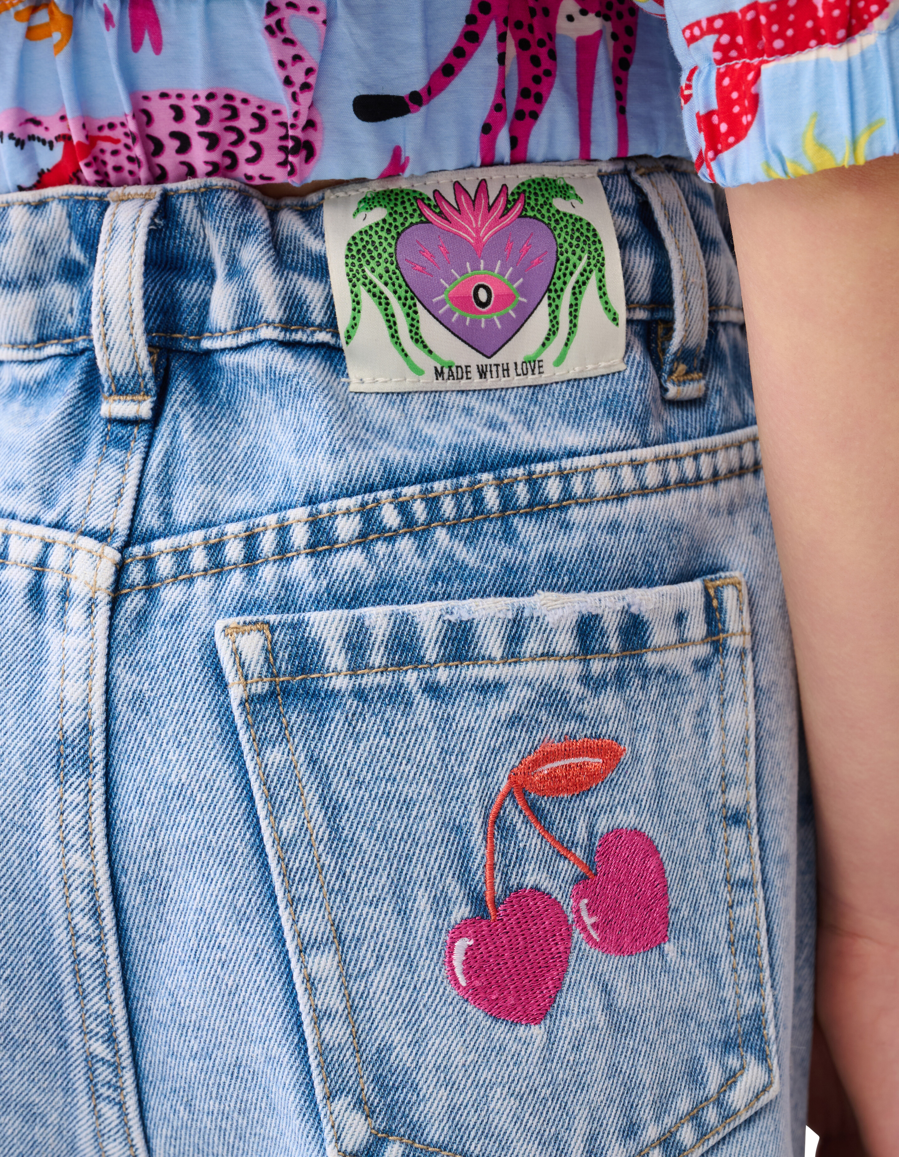Embroidery Denim Short Blauw By Lizzy SHOEBY GIRLS