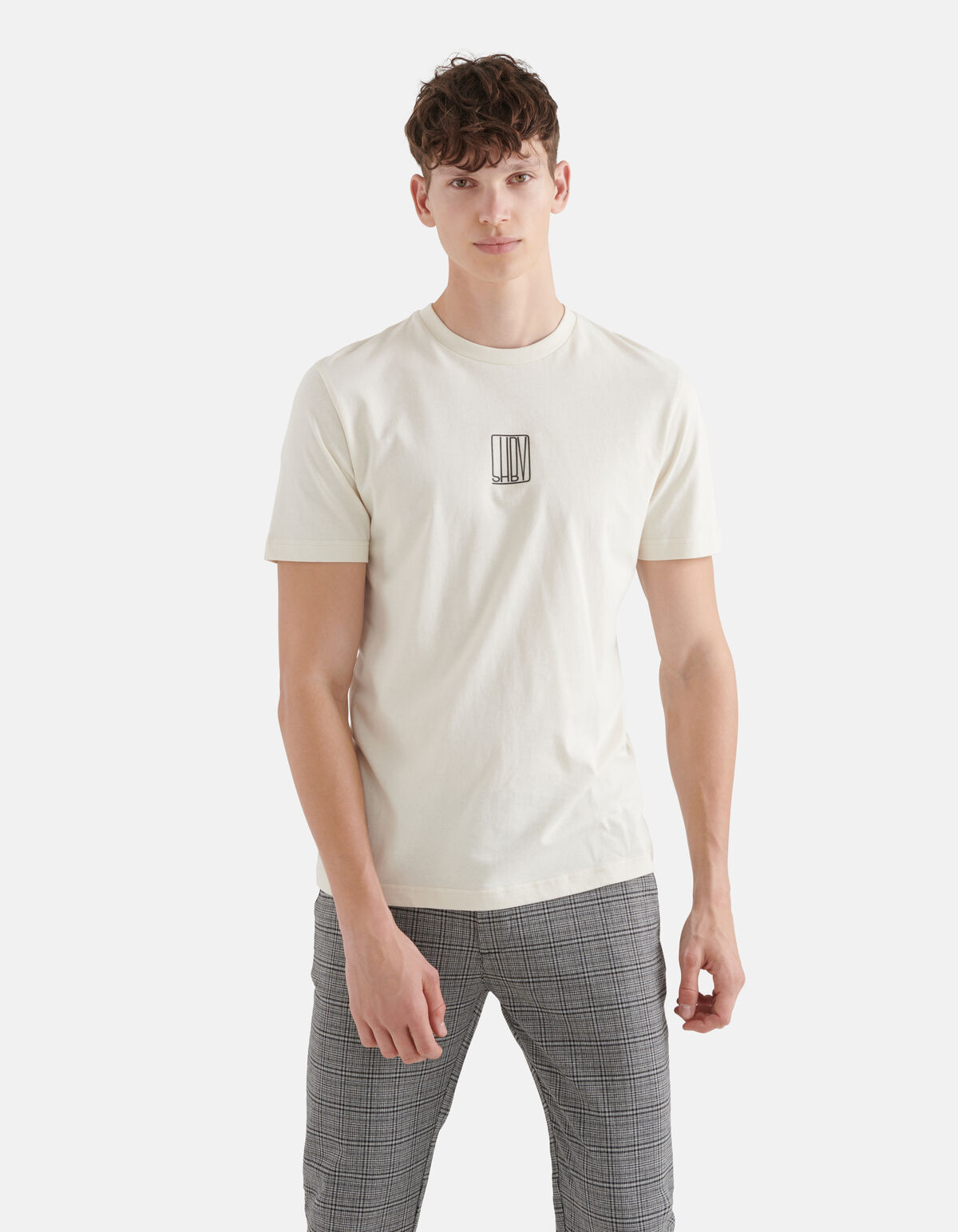Tekst T-shirt Gebroken Wit SHOEBY MEN