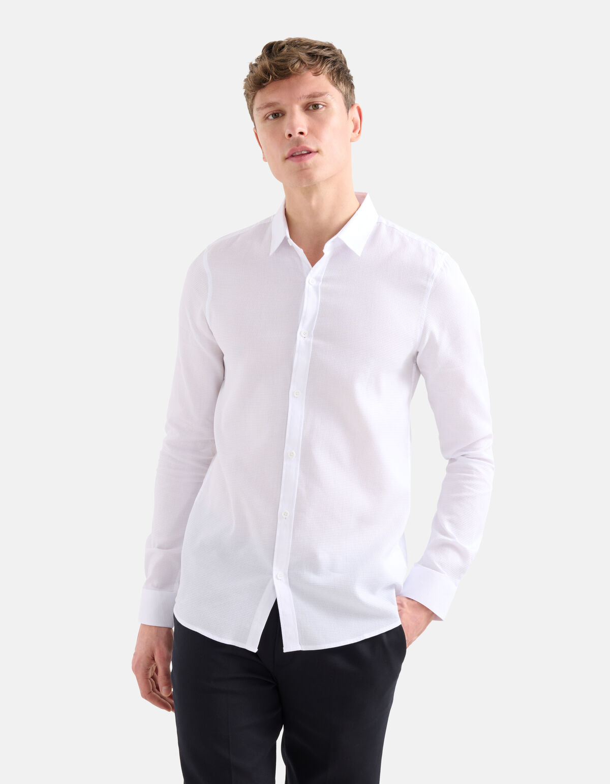 Waffle Overhemd Wit SHOEBY MEN