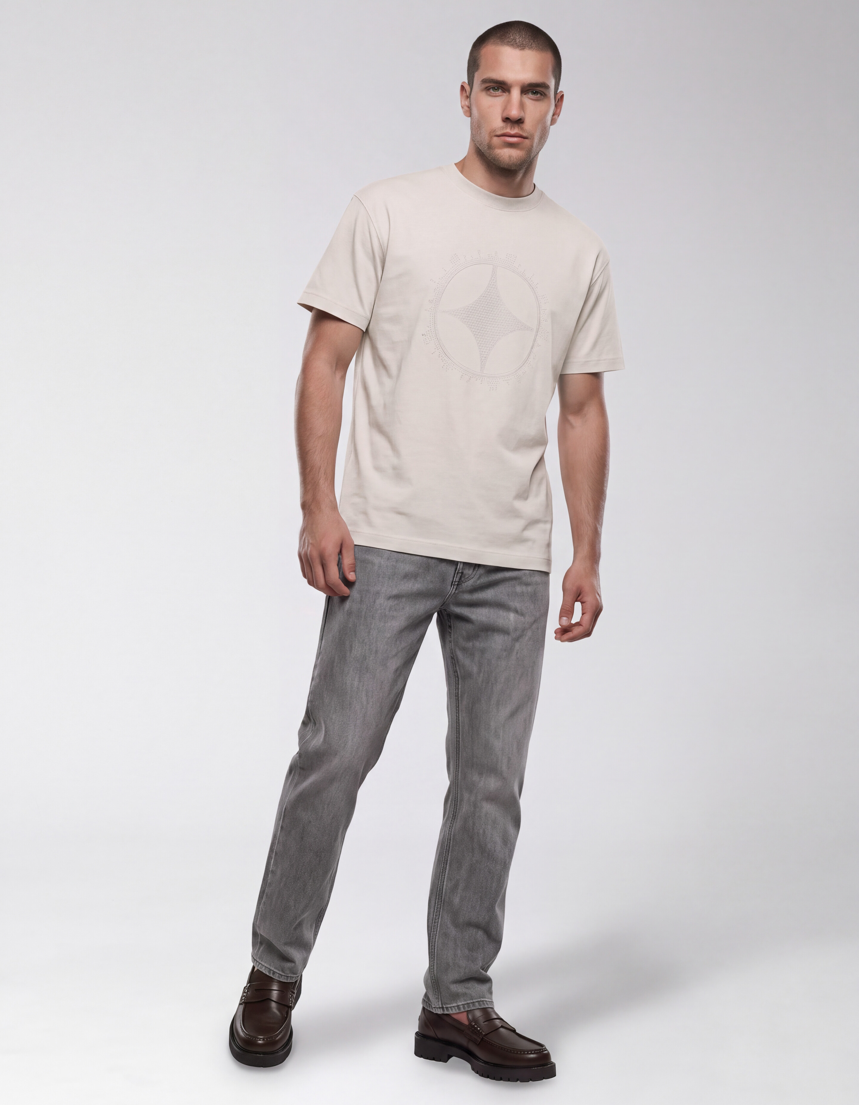 Cross Stitch T-shirt Zand SHOEBY MEN