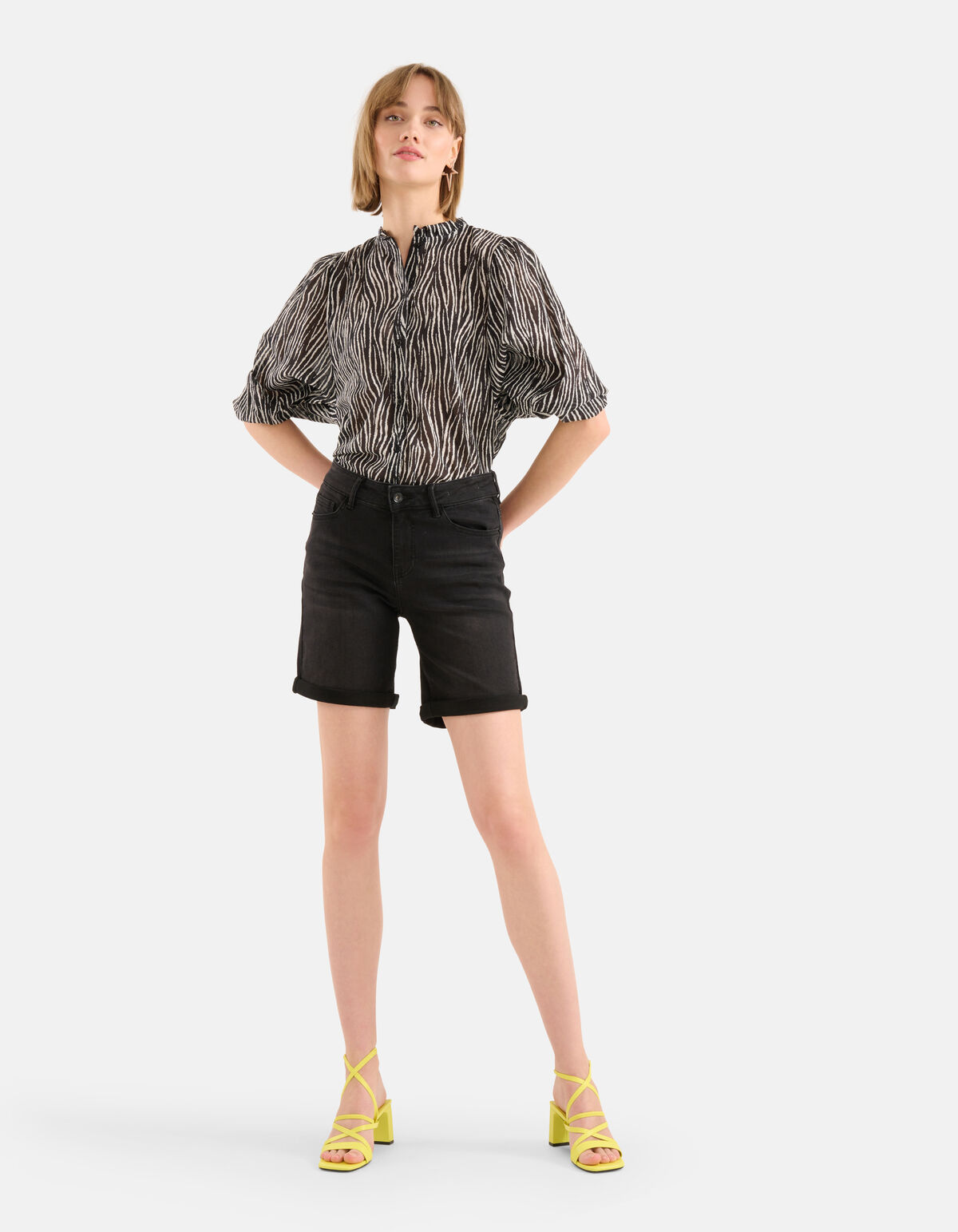 Zebra Voile Blouse Zwart SHOEBY WOMEN