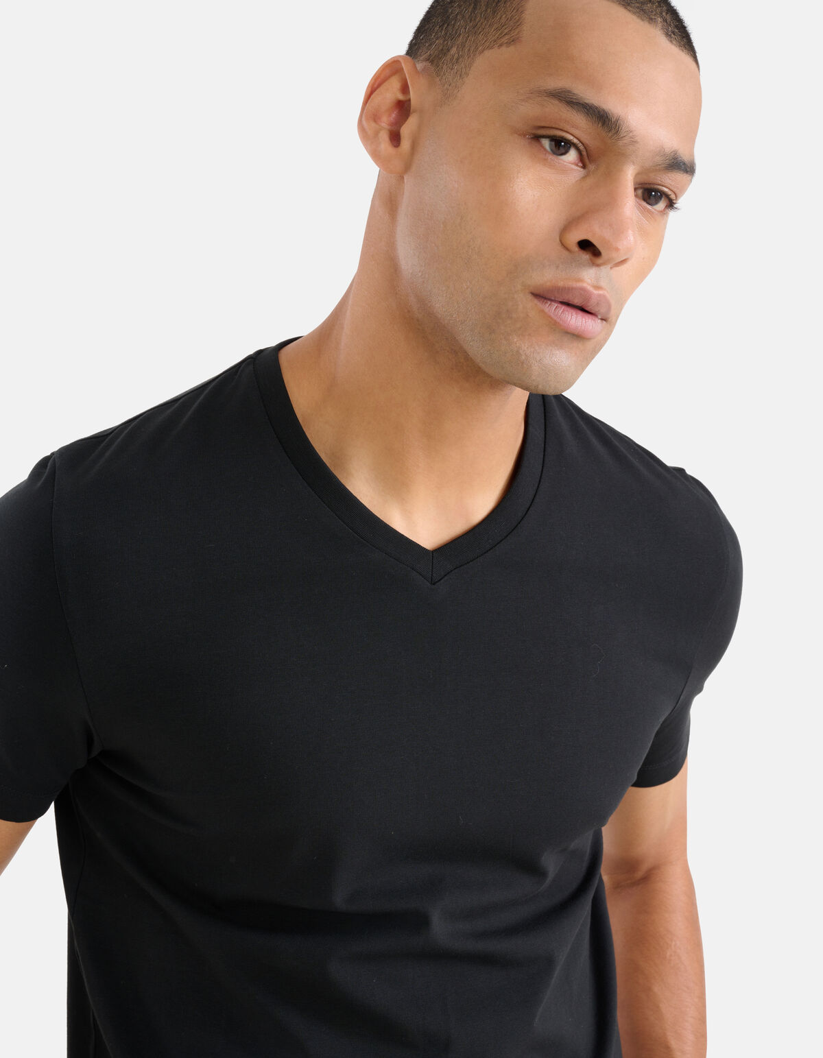 Basis V-hals T-shirt Zwart Refill