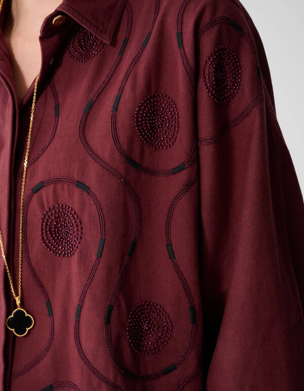 Beaded Embroidery Blouse Donkerrood By Mieke SHOEBY WOMEN