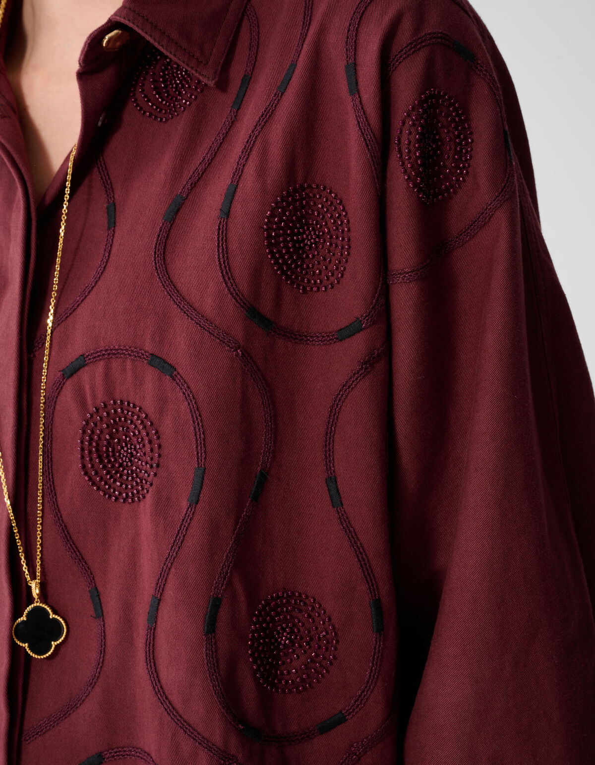 Beaded Embroidery Blouse Donkerrood By Mieke SHOEBY WOMEN