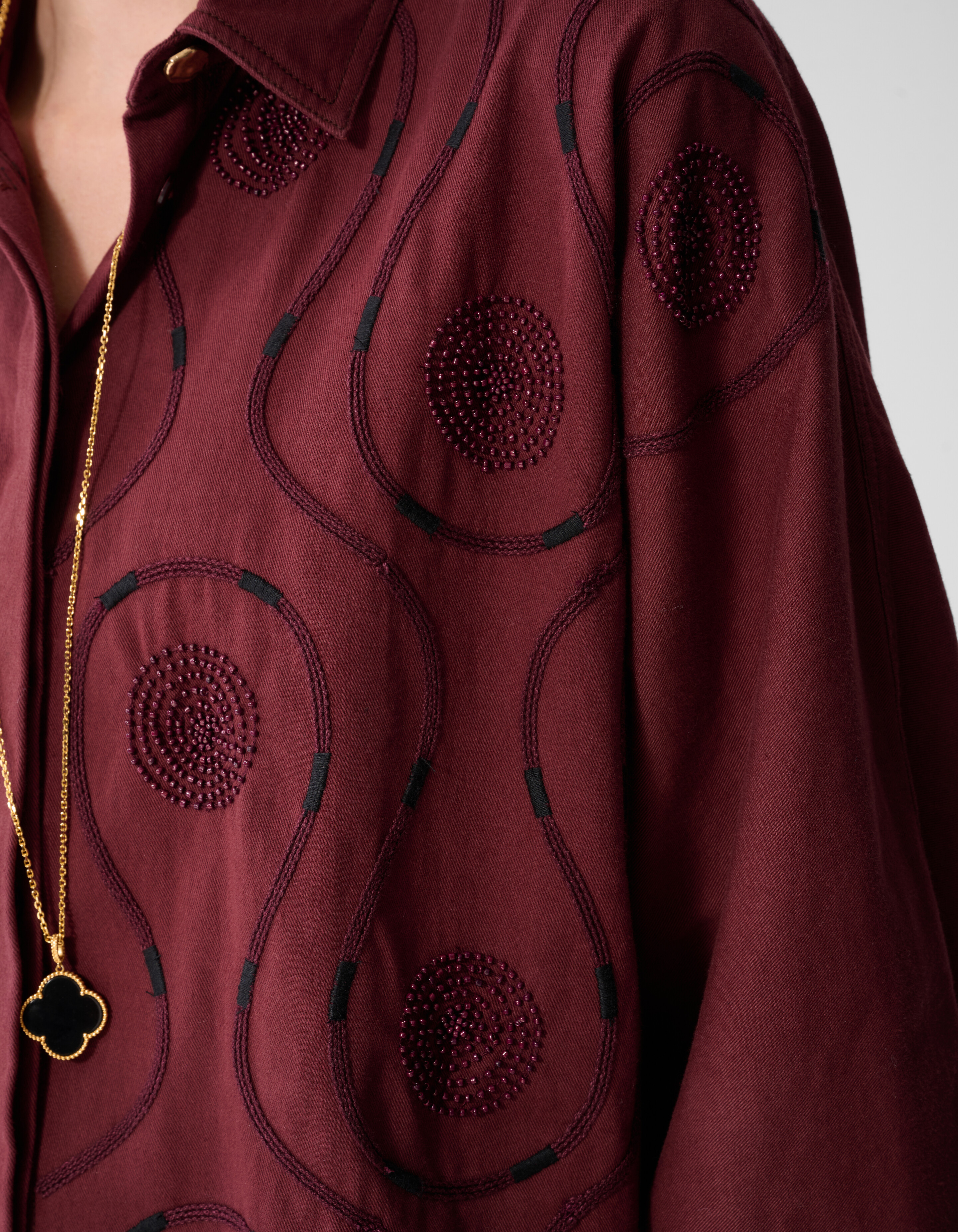 Beaded Embroidery Blouse Donkerrood By Mieke SHOEBY WOMEN