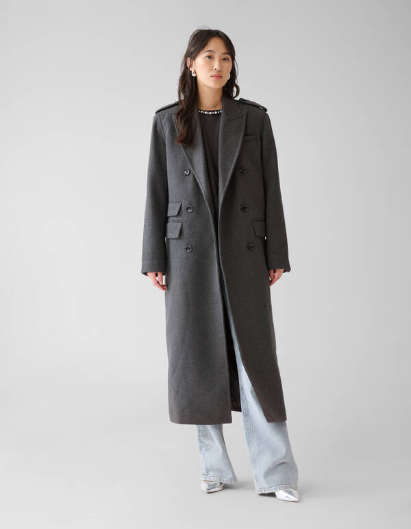 Lange Trenchcoat Donkergrijs SHOEBY WOMEN
