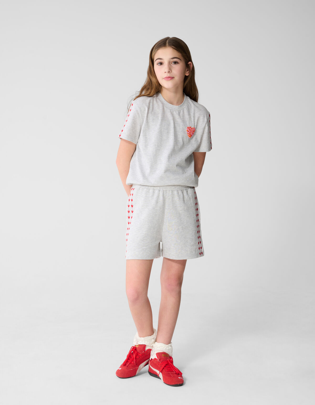 Heart Artwork T-shirt Lichtgrijs SHOEBY GIRLS