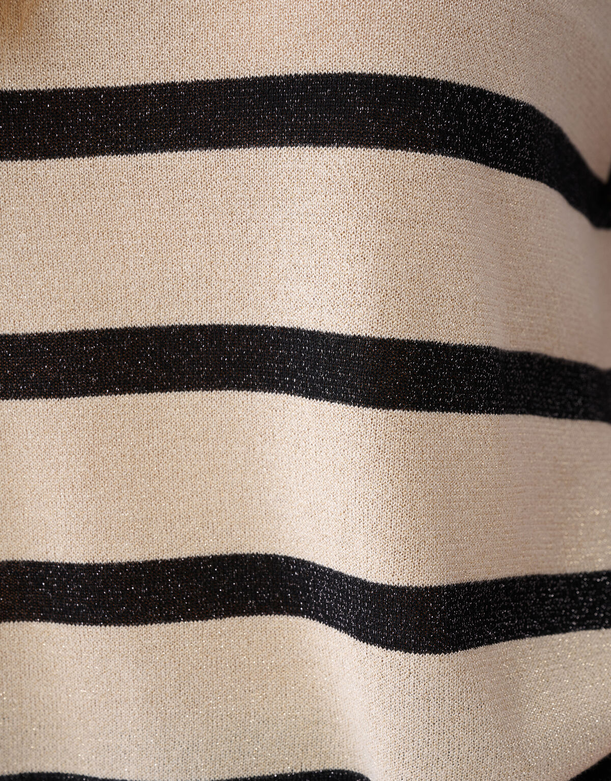 Glitter Gestreept T-shirt Gebroken Wit/Zwart SHOEBY WOMEN