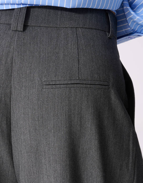 Pleated Flap Wide Leg Broek Grijs SHOEBY WOMEN