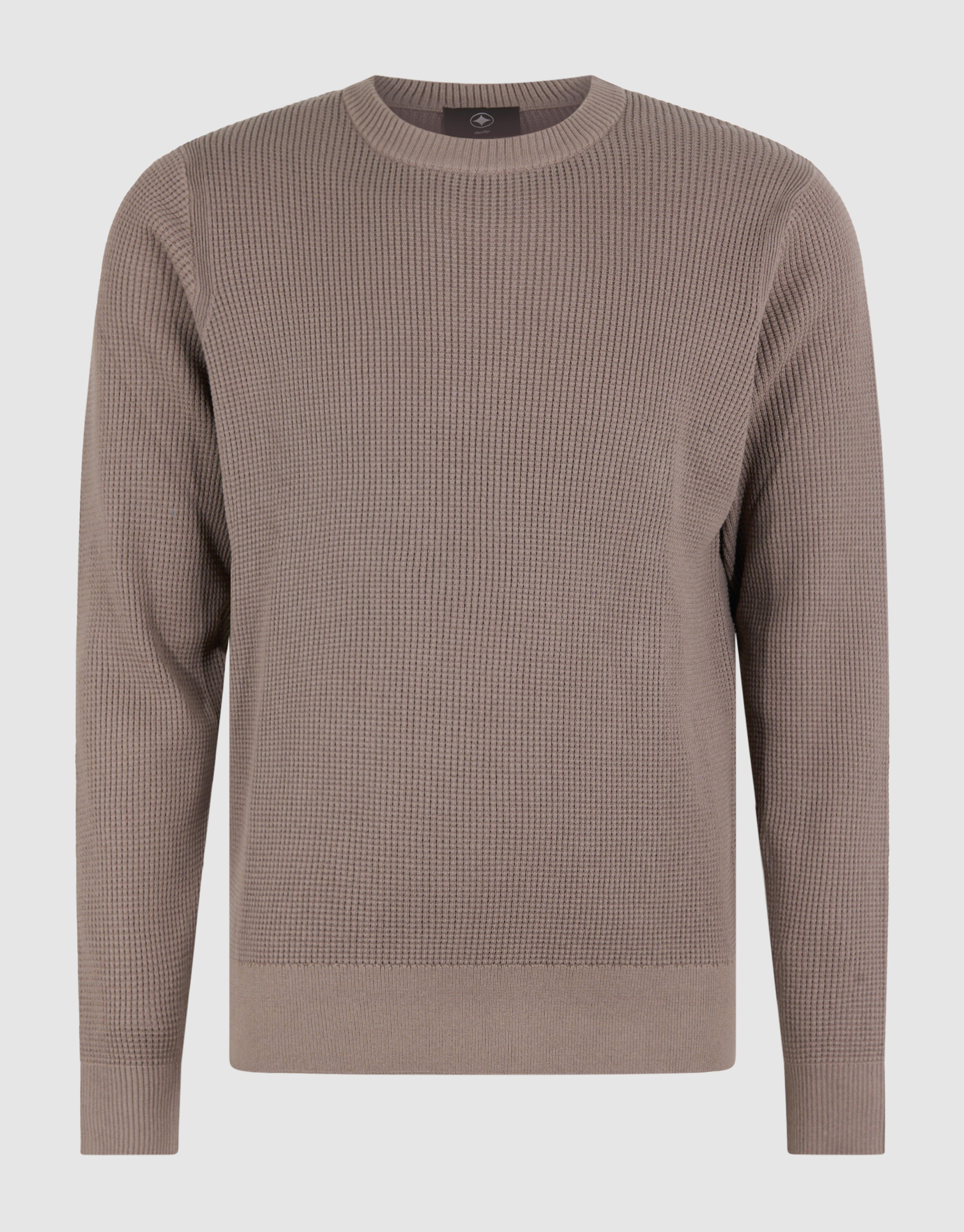 Gebreide Waffle Trui Taupe SHOEBY MEN