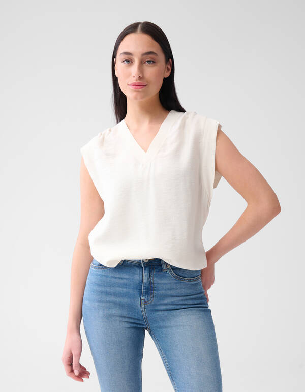 V-hals Top Gebroken Wit SHOEBY WOMEN