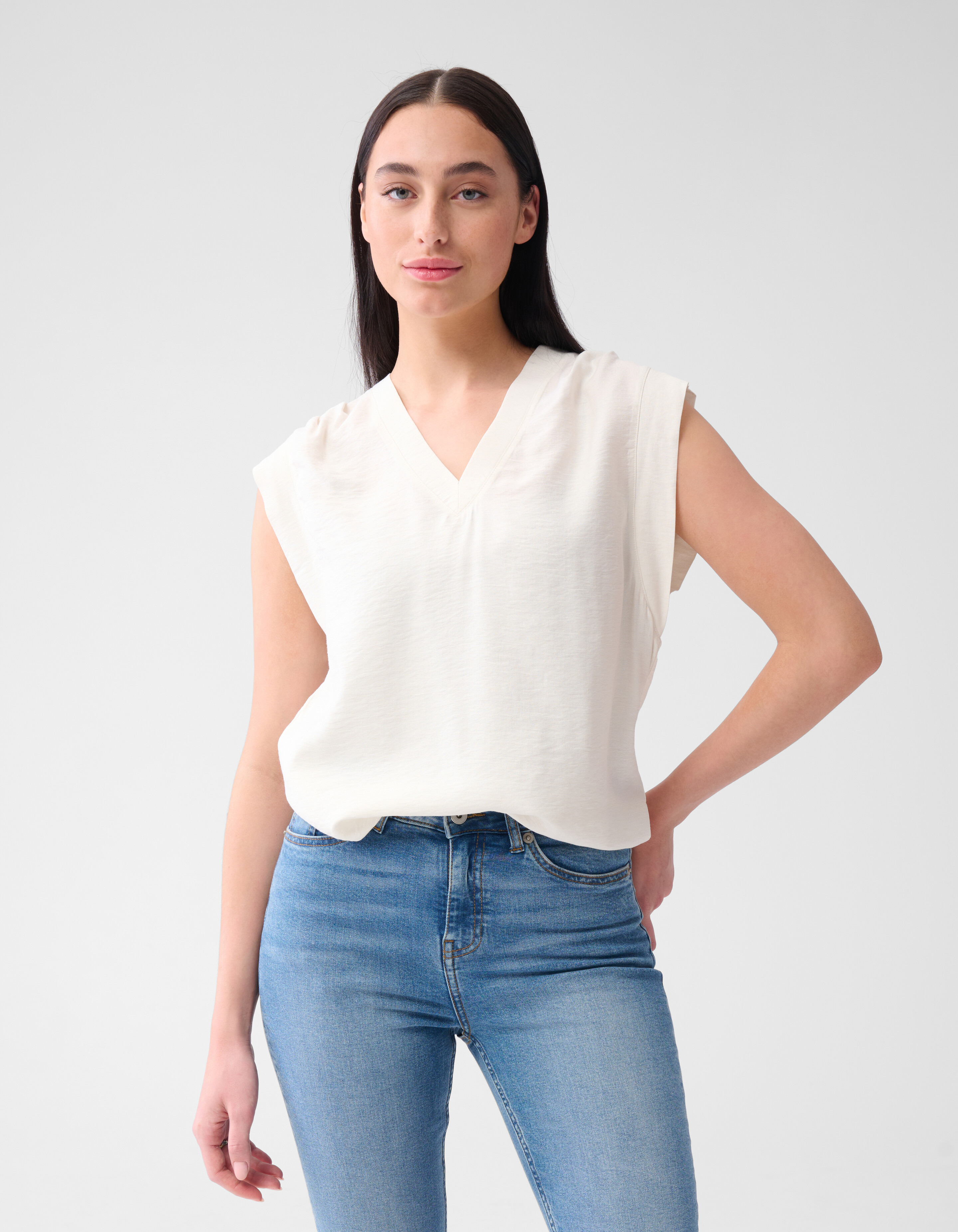 V-hals Top Gebroken Wit SHOEBY WOMEN