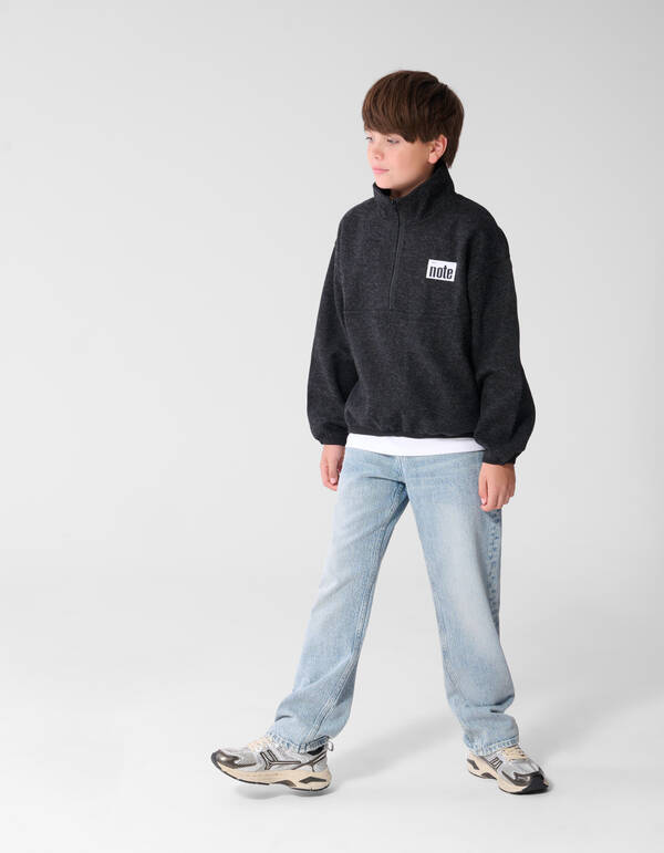 Half Zip Sweater Donkergrijs SHOEBY BOYS