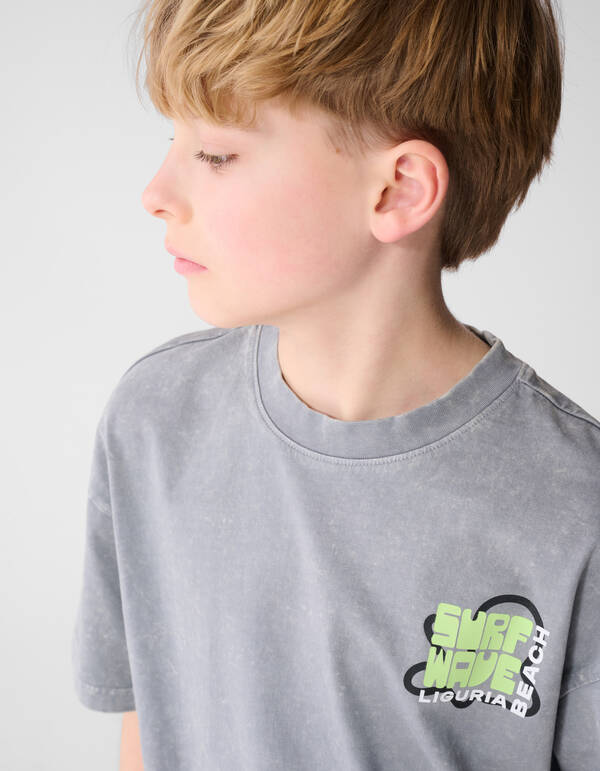 Surf Wave Artwork T-shirt Grijs SHOEBY BOYS
