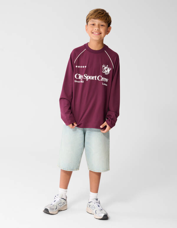 Sporty Longsleeve T-shirt Donkerrood SHOEBY BOYS
