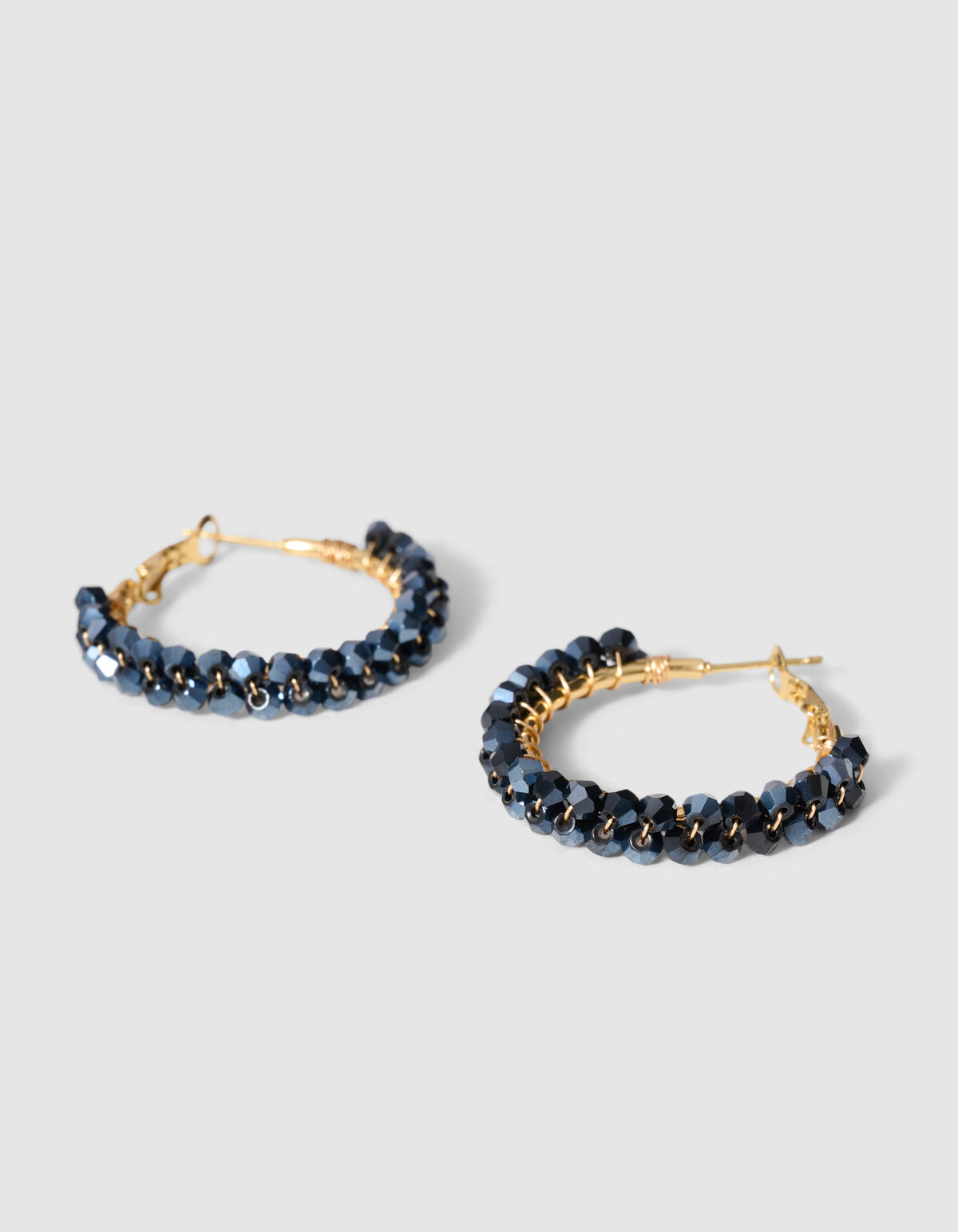 Beaded Hoop Oorbellen Blauw/Goud SHOEBY ACCESSOIRES