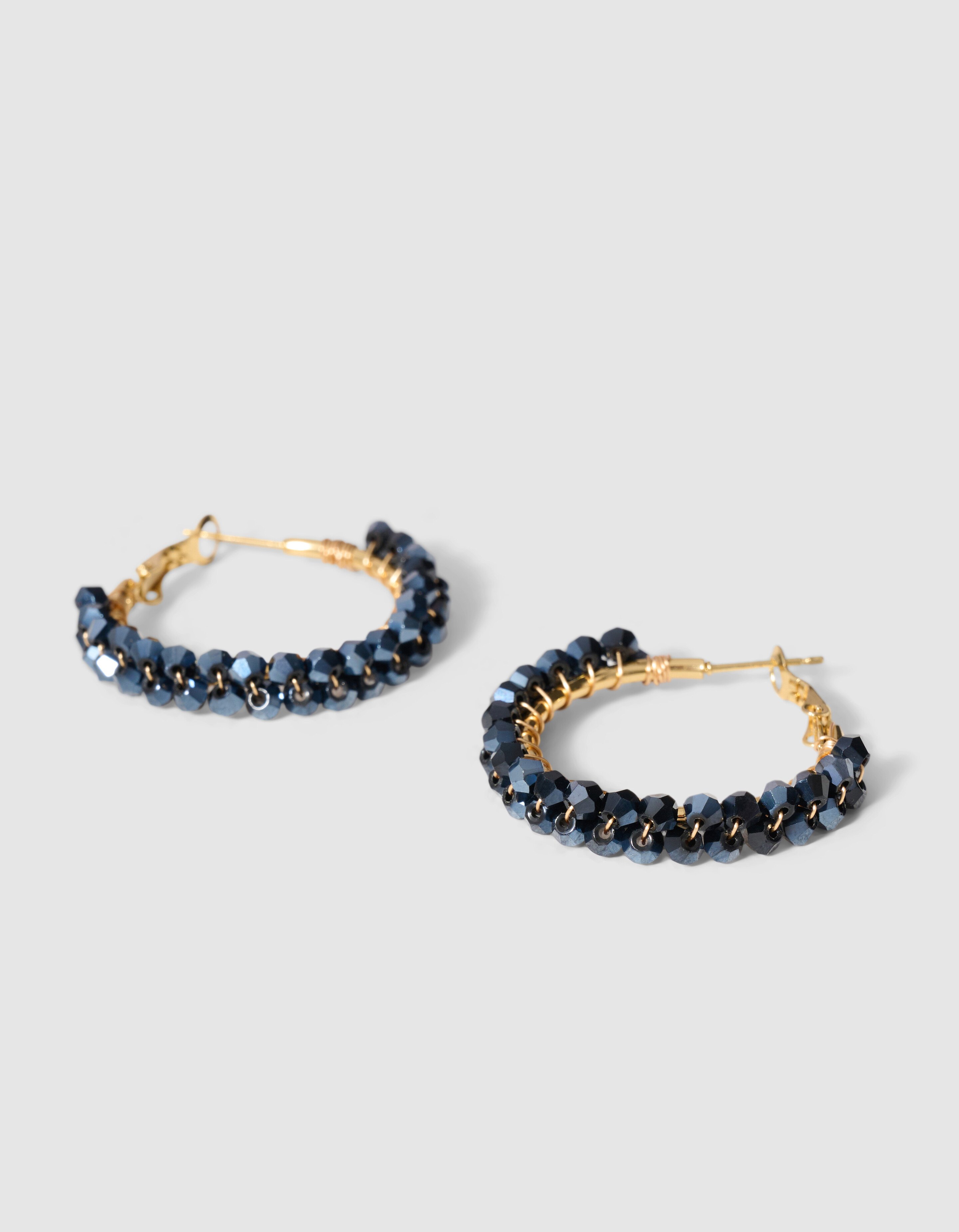 Beaded Hoop Oorbellen Blauw/Goud SHOEBY ACCESSOIRES