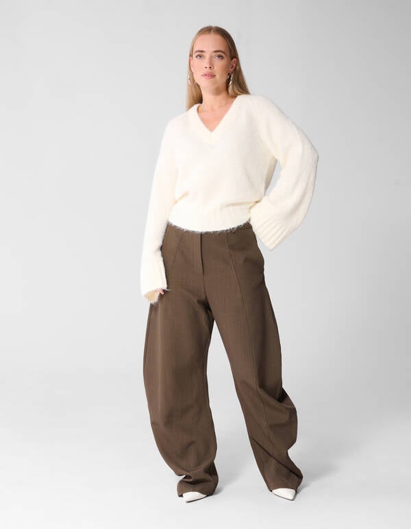 Oversized V-hals Gebreide Trui Wit SHOEBY WOMEN