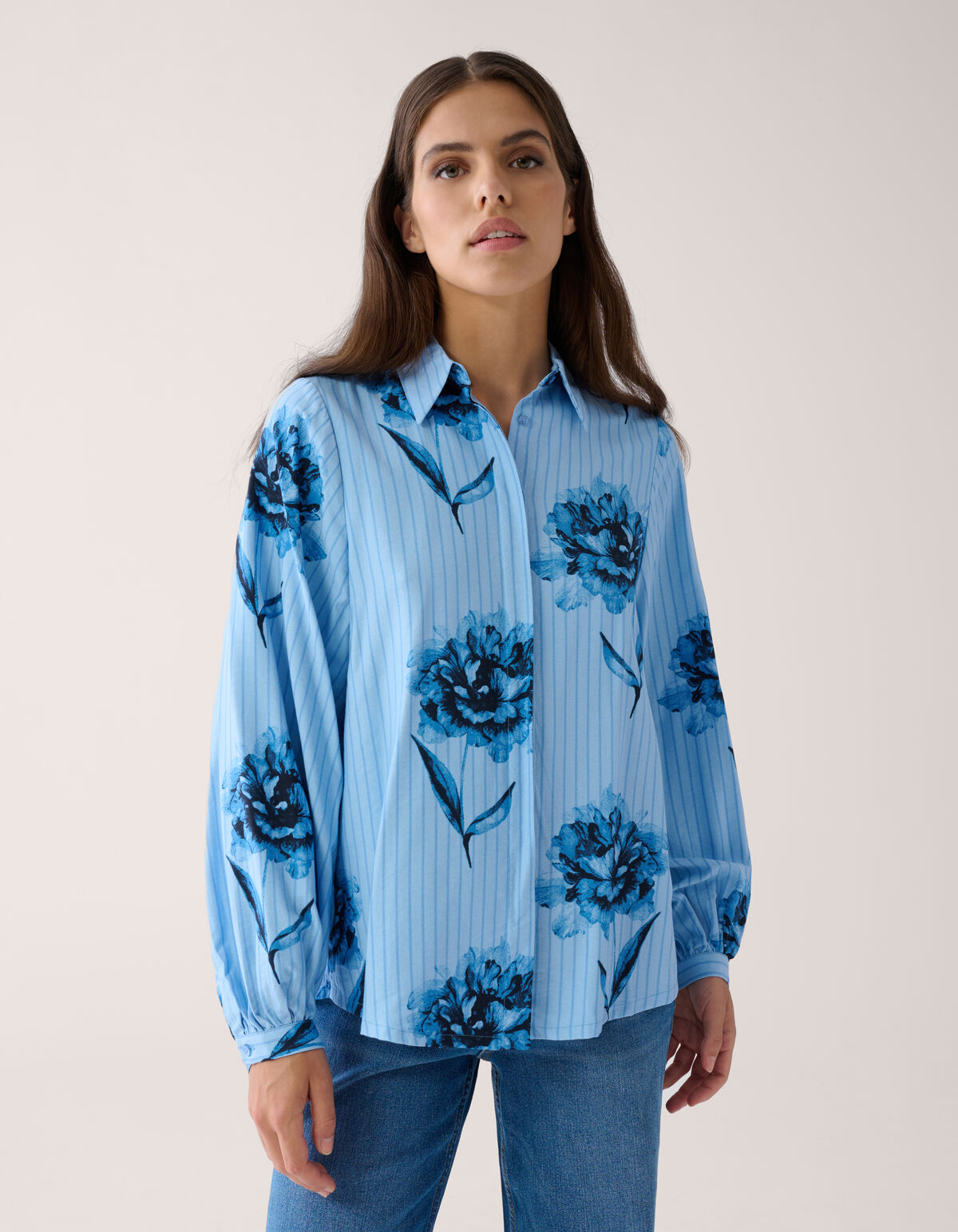 Printed Pinstripe Blouse Blauw By Mieke SHOEBY WOMEN