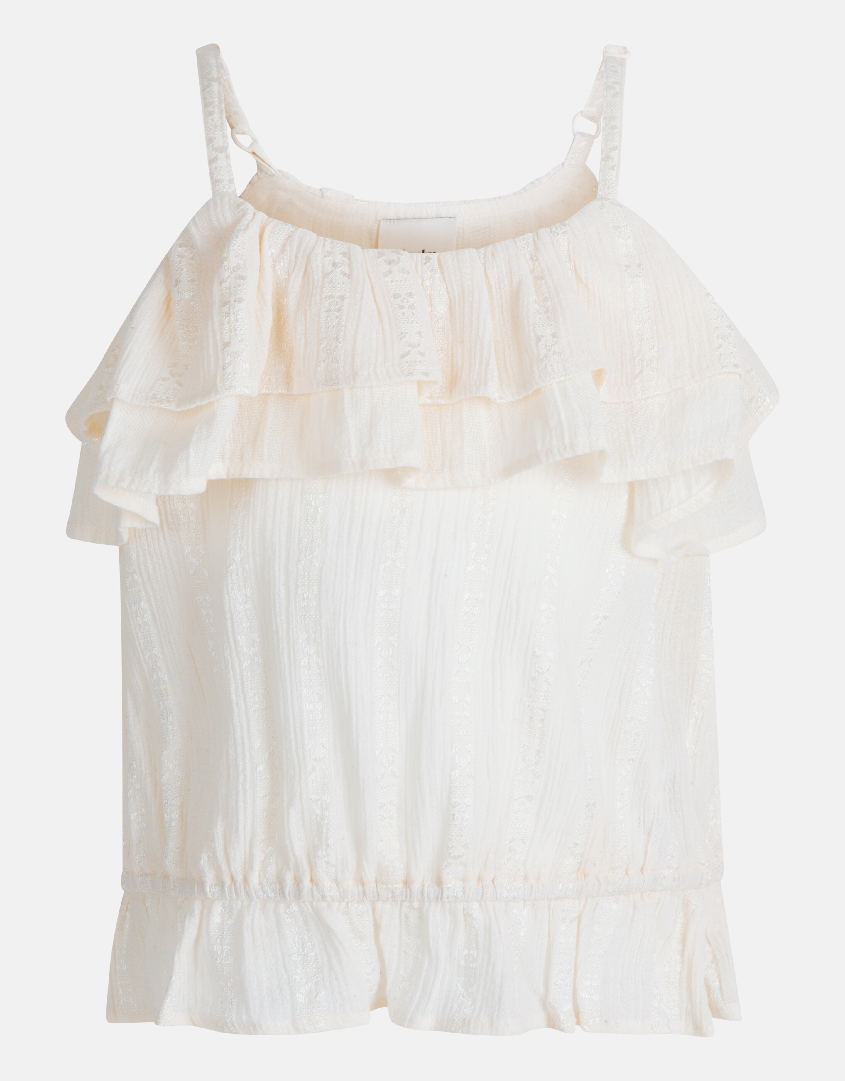 Ruffle Crop Top Beige SHOEBY GIRLS