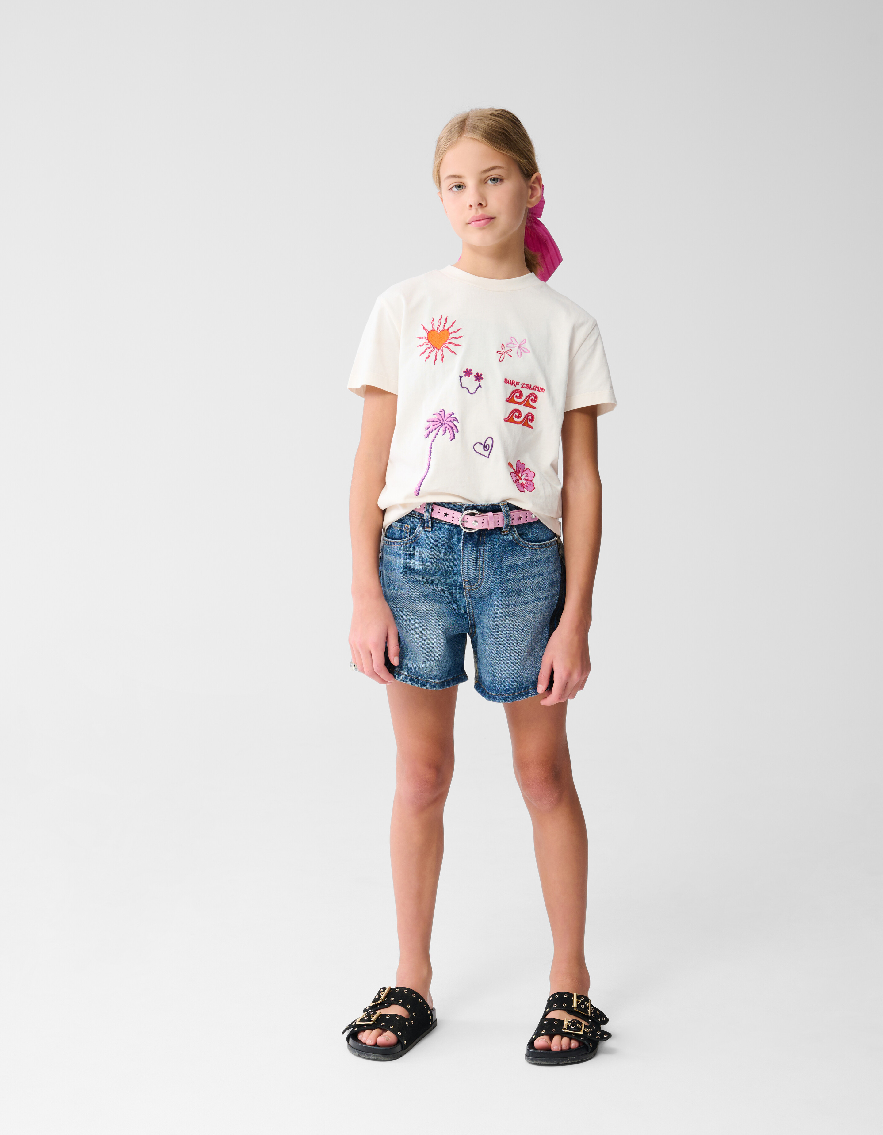 Sunny Artwork T-shirt Gebroken Wit SHOEBY GIRLS