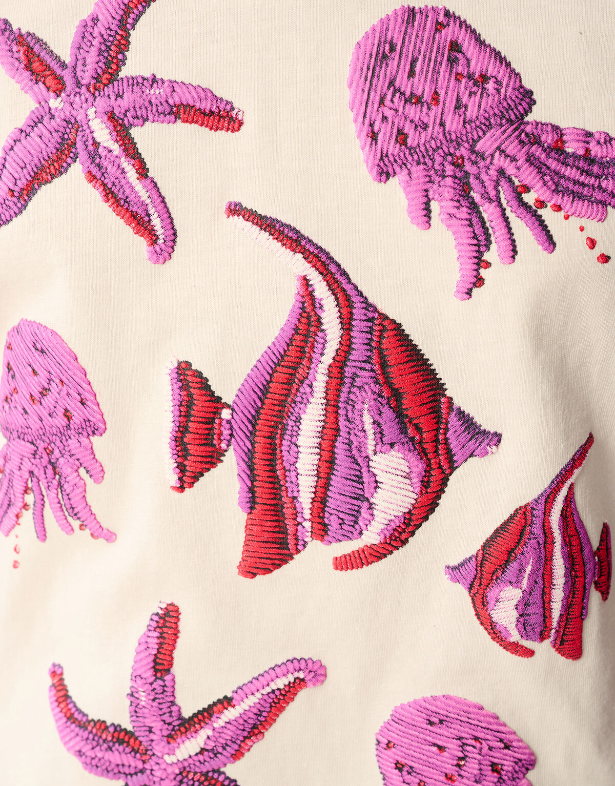 Mixed Sea Artwork T-shirt Gebroken Wit SHOEBY GIRLS