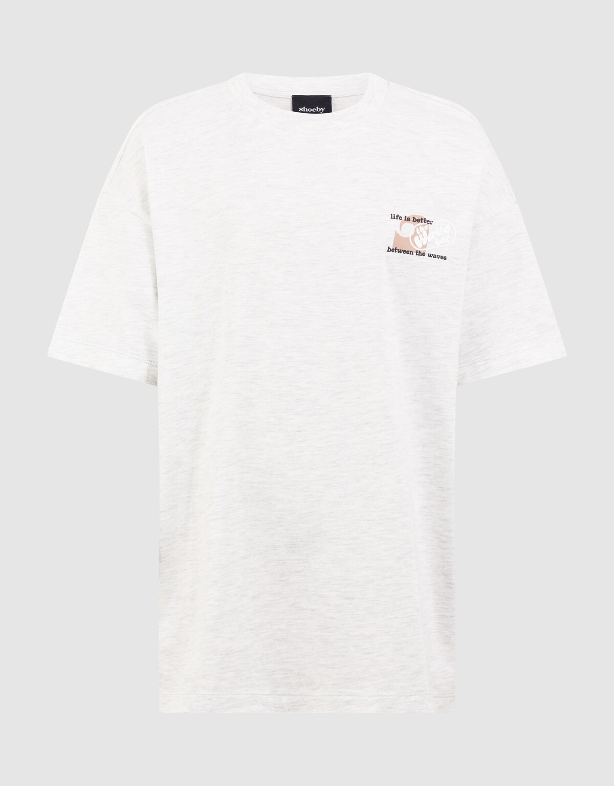 Oversized Waves Artwork T-shirt Lichtgrijs SHOEBY BOYS