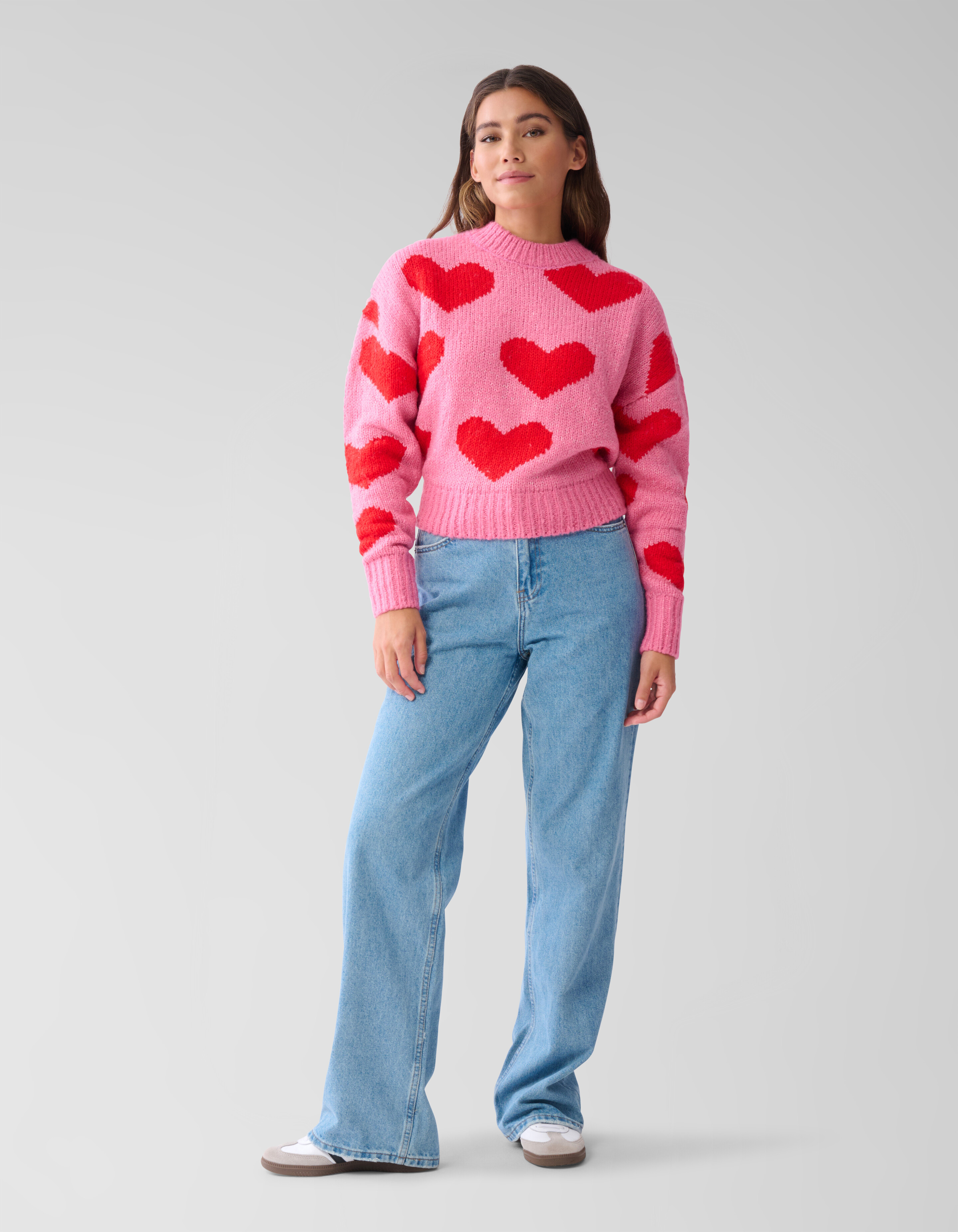 Heart Printed Gebreide Trui Roze SHOEBY WOMEN