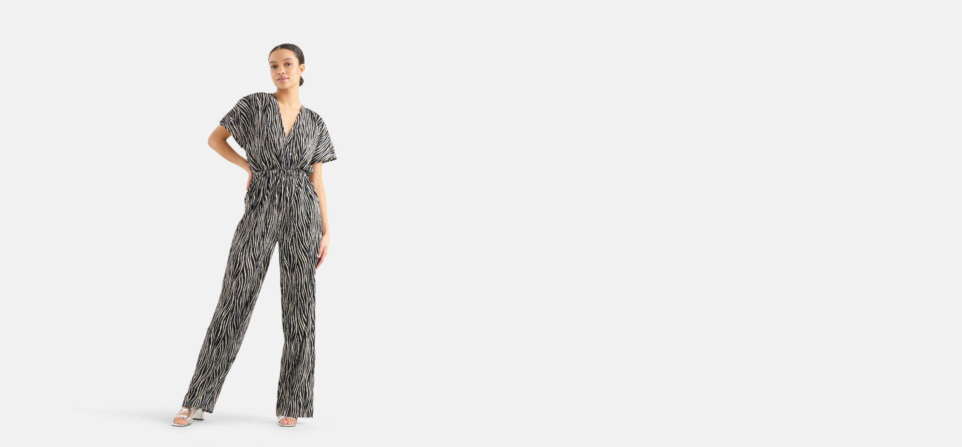 Crinkle Jumpsuit Zwart/Wit SHOEBY WOMEN