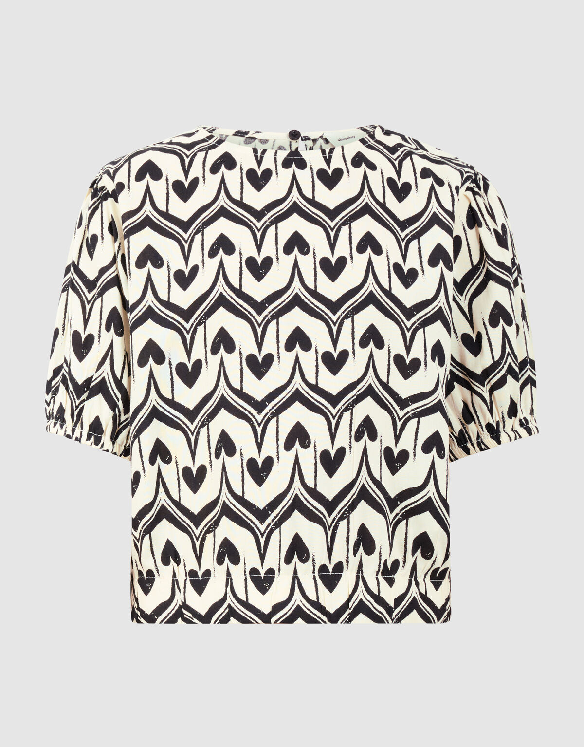 Heart Print Top Gebroken Wit/Zwart SHOEBY GIRLS