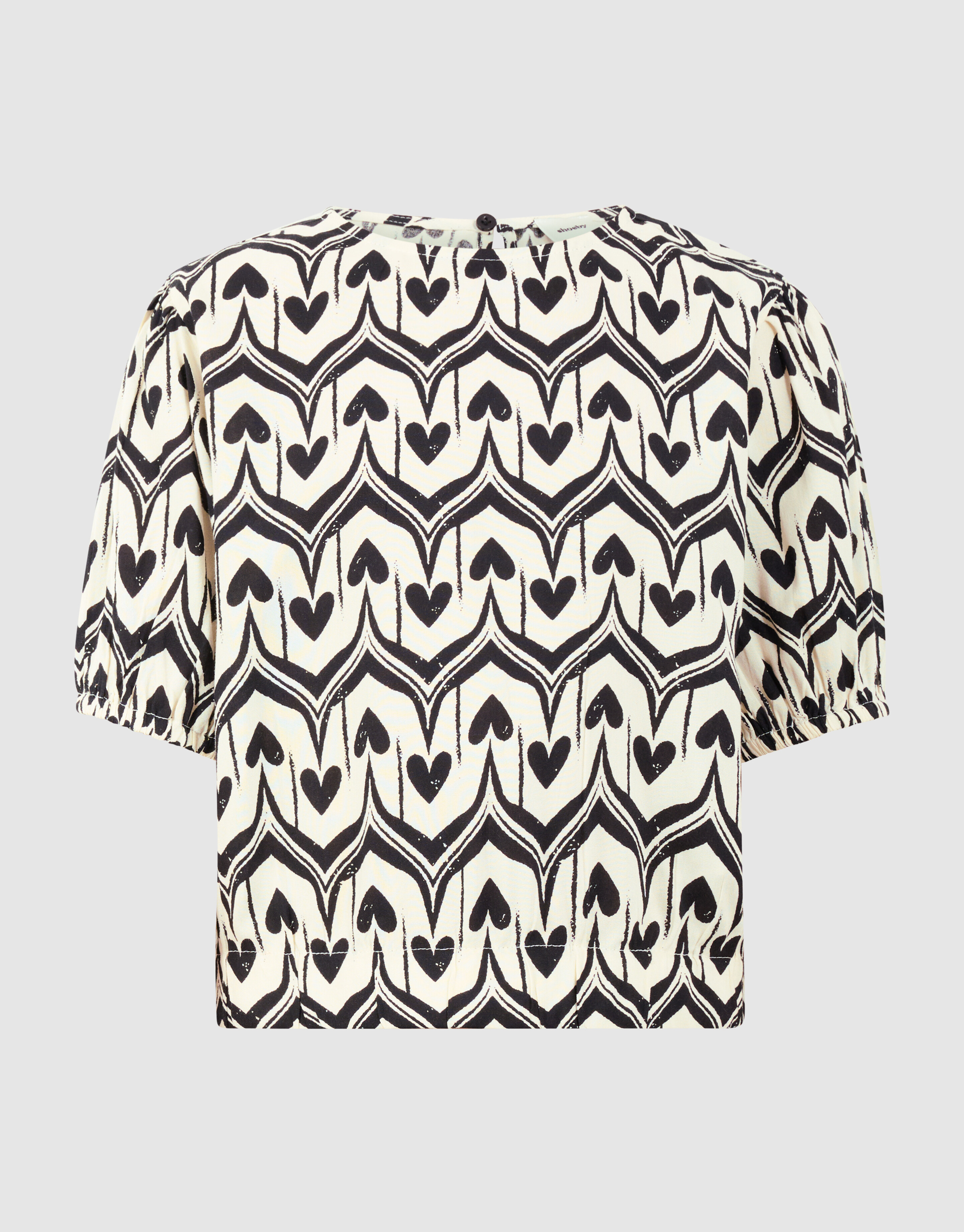 Heart Print Top Gebroken Wit/Zwart SHOEBY GIRLS