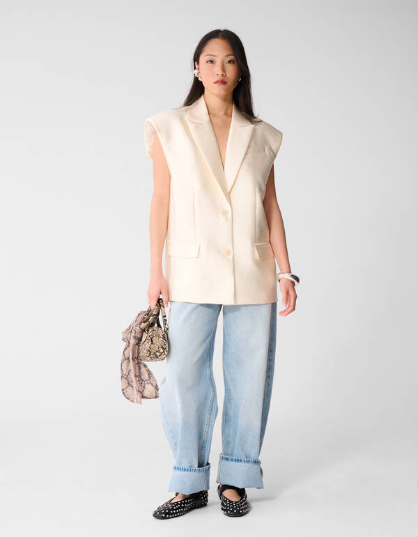 Oversized Sleeveless Blazer Gebroken Wit SHOEBY WOMEN