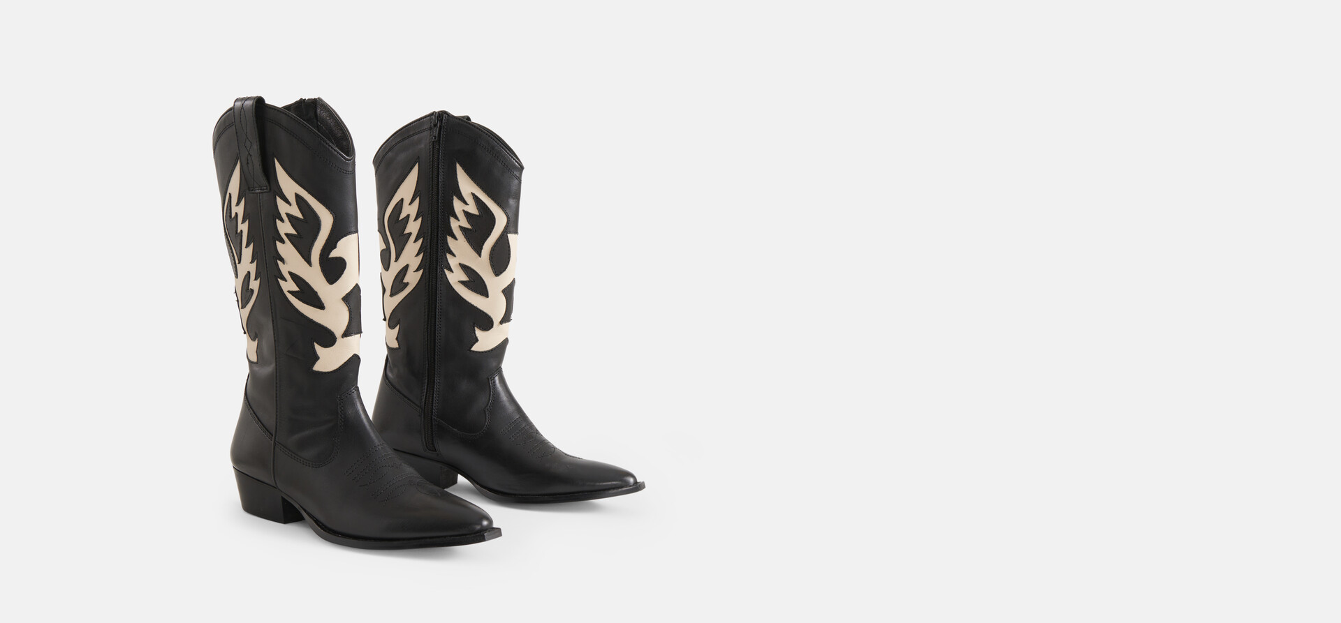 Leren Cowboy Laarzen Zwart/Wit SHOEBY SHOES