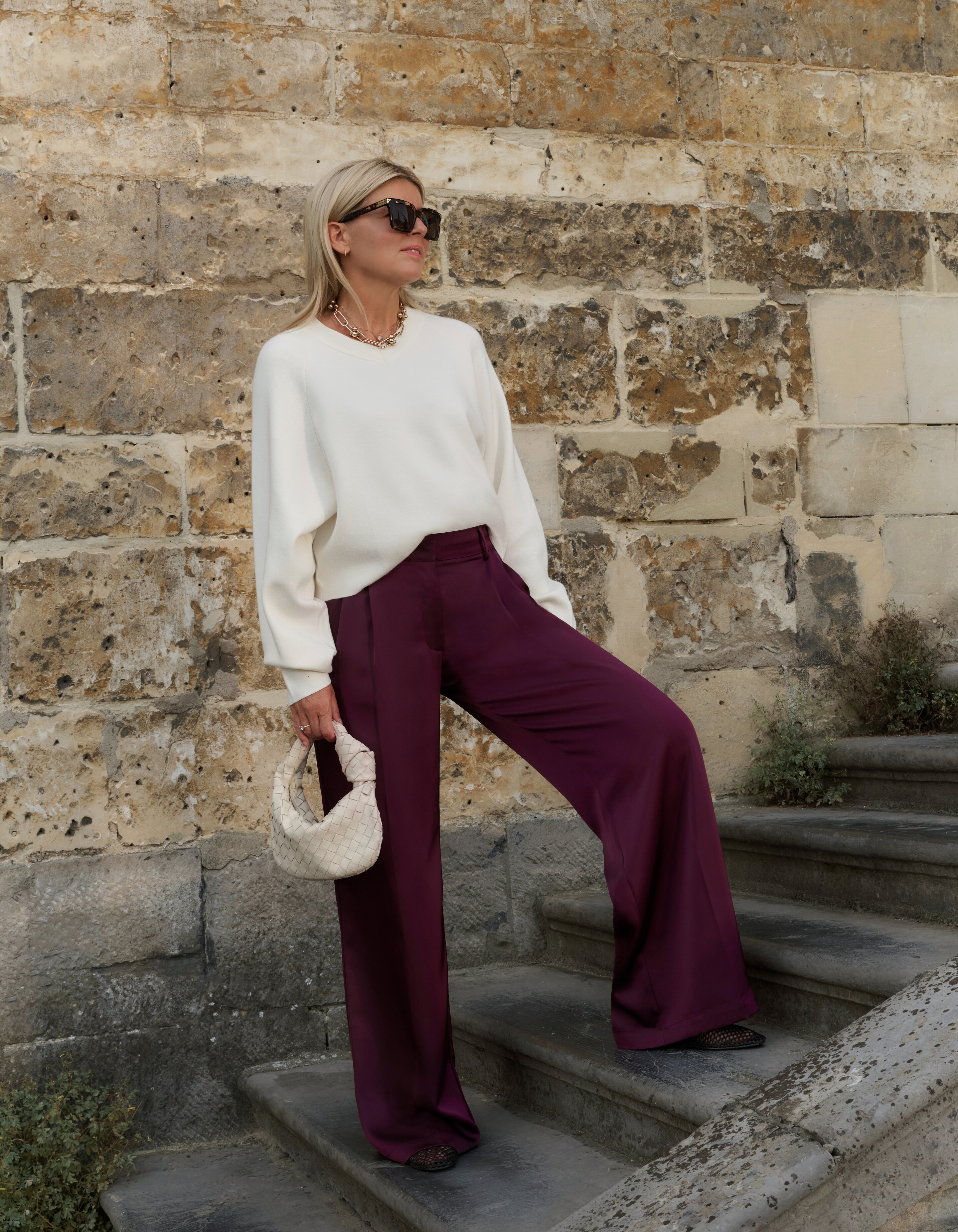 Satijnen Wide Leg Broek Donkerrood By Lonneke SHOEBY WOMEN