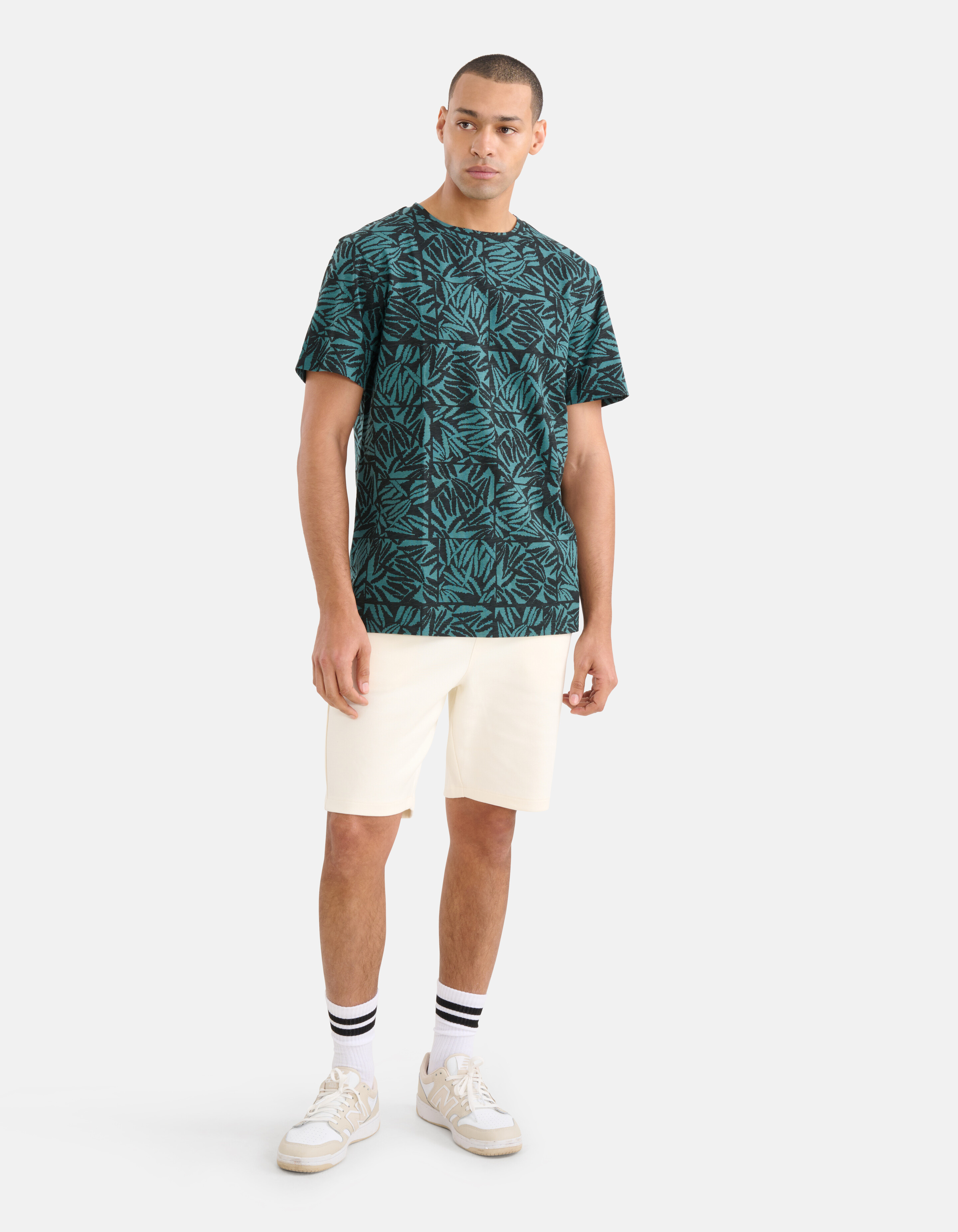 Printed T-shirt Turquoise SHOEBY MEN