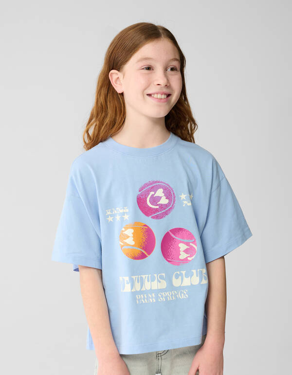 Tennis Artwork T-shirt Blauw SHOEBY GIRLS
