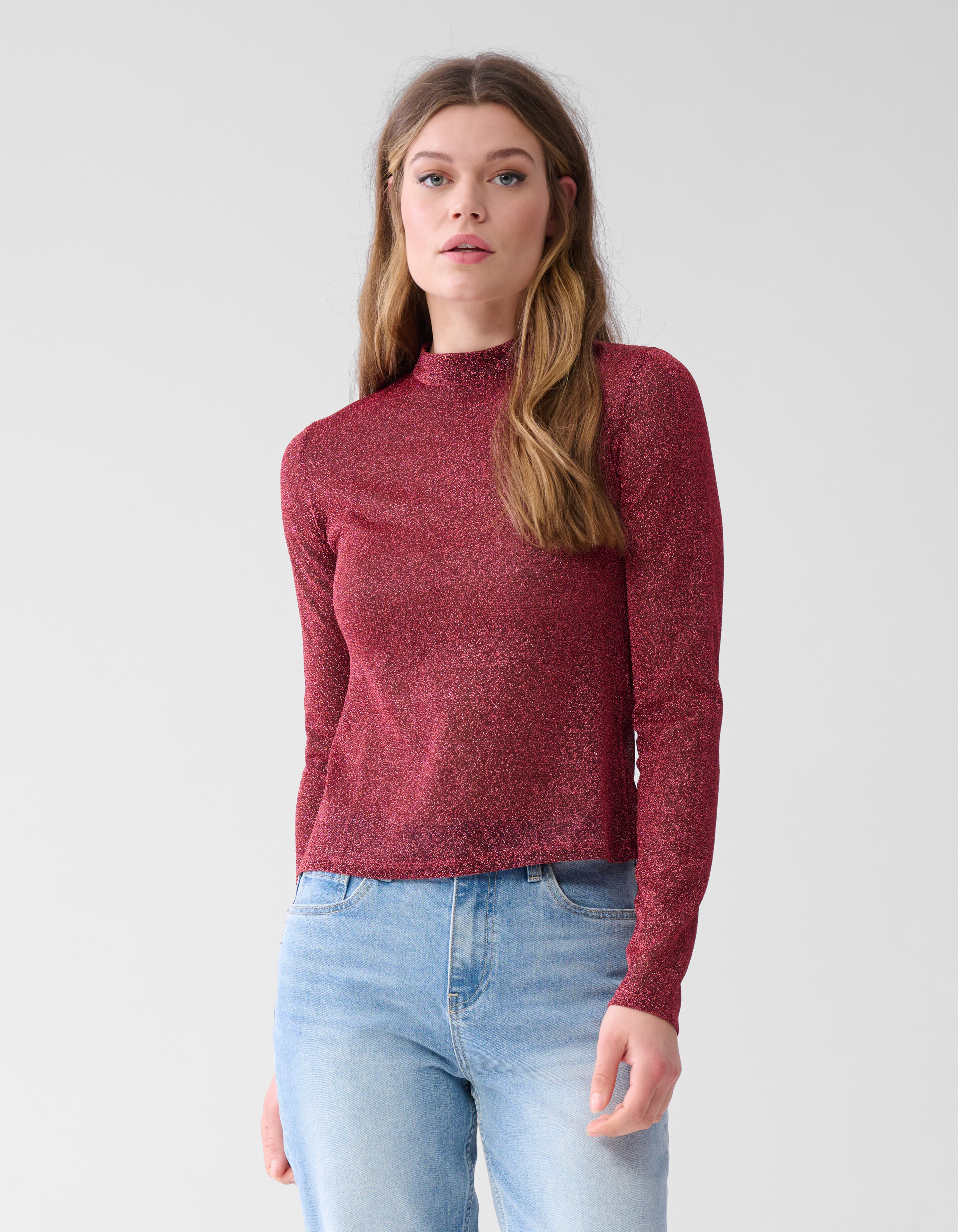Lurex Glitter Top Donkerroze SHOEBY WOMEN