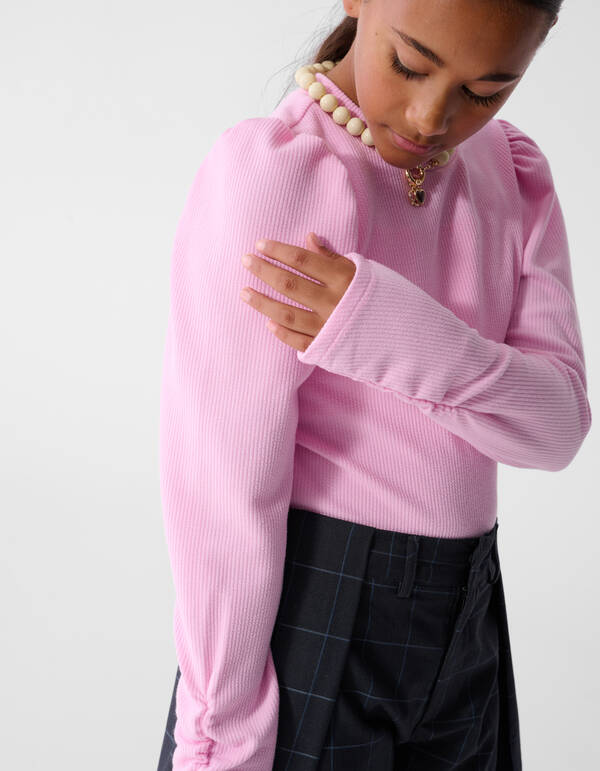 Zachte Pofmouwen Longsleeve Top Roze SHOEBY GIRLS