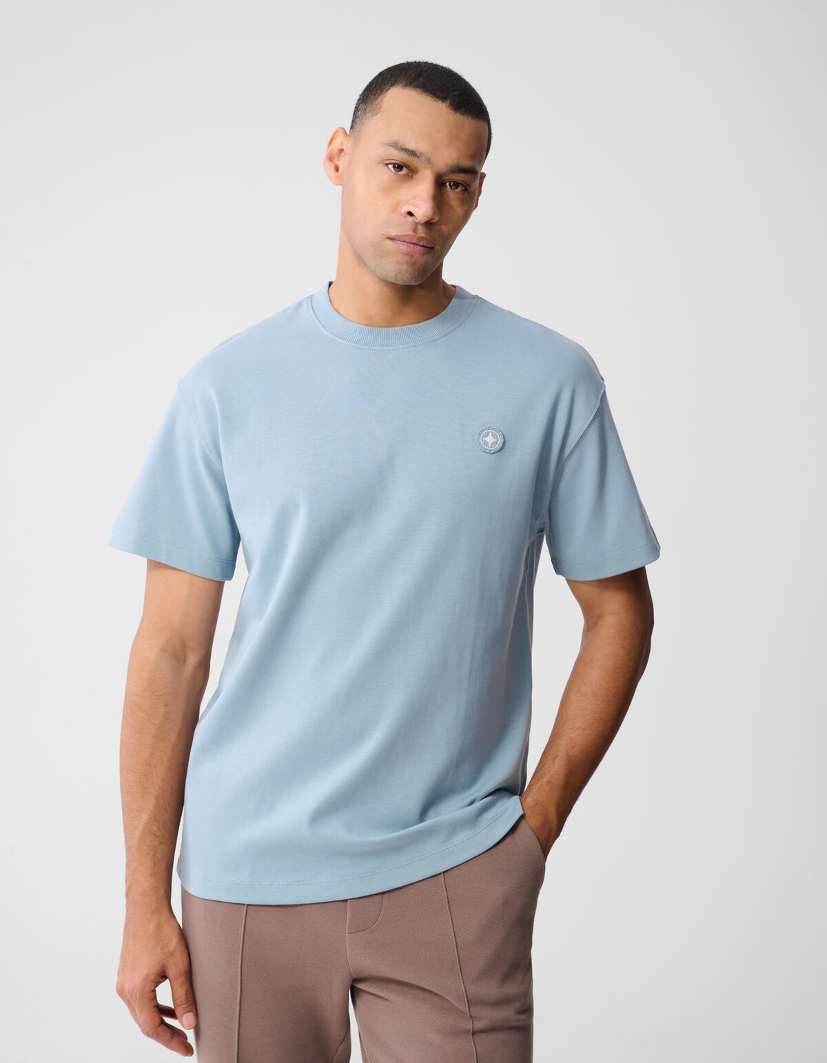 Embroidery Badge T-shirt Lichtblauw SHOEBY MEN